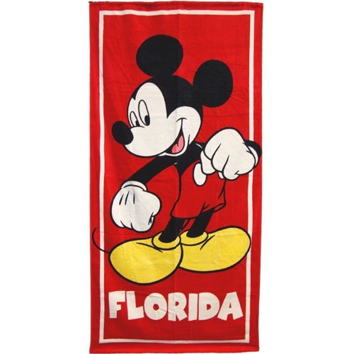 Disney Classic Mickey Mouse Red Beach Towel - Soft, Absorbent & Quick-Drying for Pool, Beach, Picnics & Summer Outings