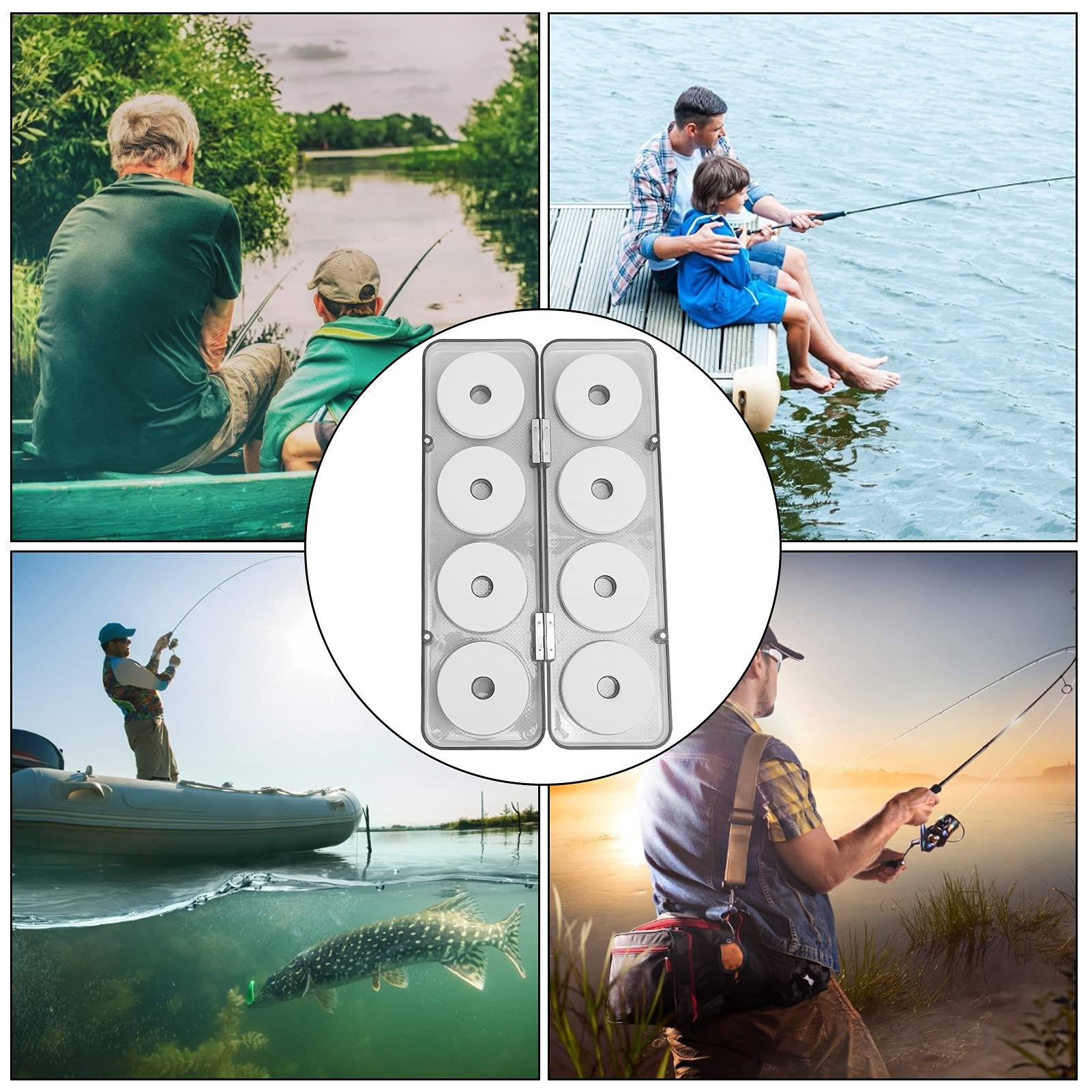 Shanrya 8-Piece Fishing Line Spooler Kit - Plastic Foam Line Holder, Storage Organizer, Lure Rig Keeper & Reel Counter for Freshwater, Saltwater & Ice Fishing | Compact & Durable for Boat, Shore & Kayak Anglers
