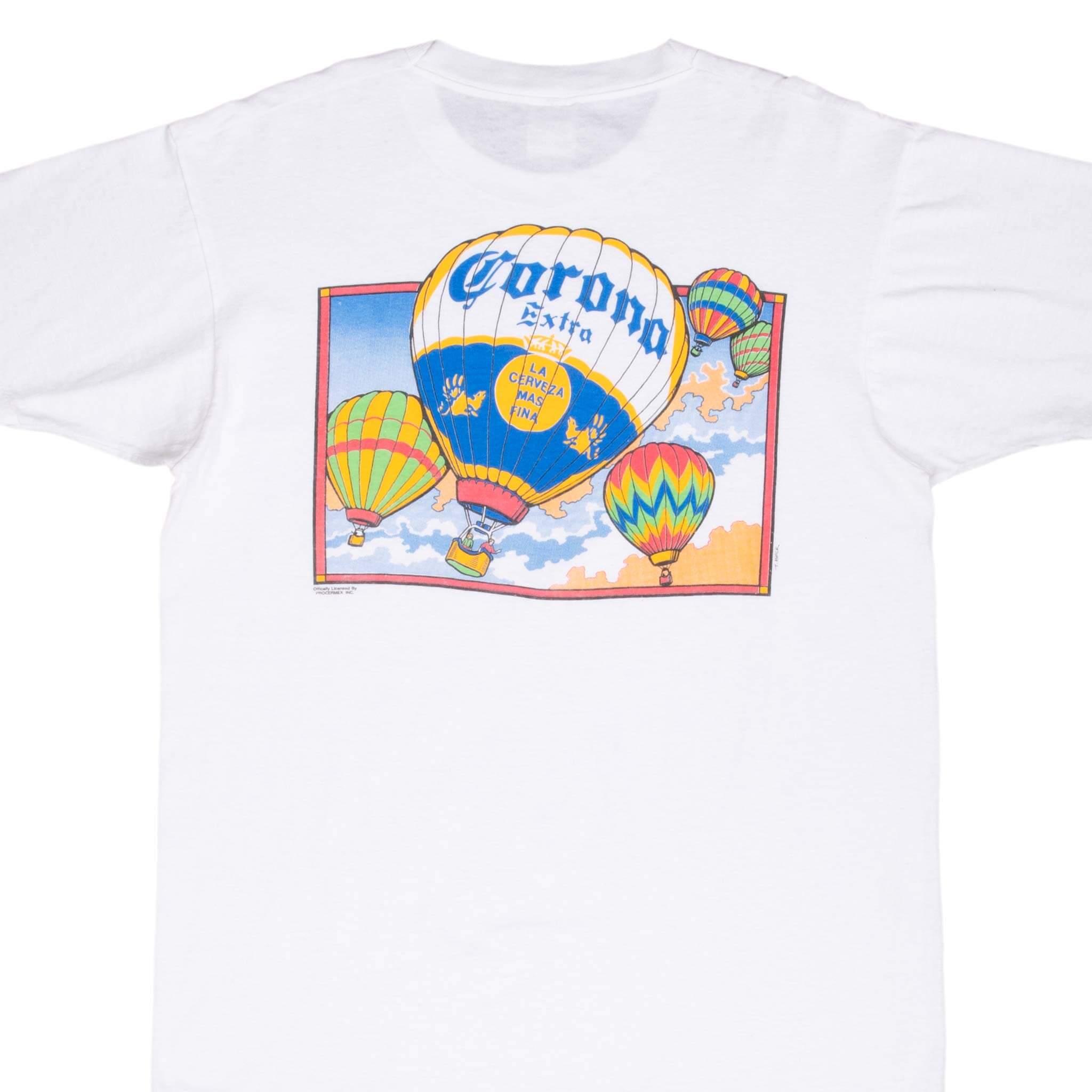 Vintage Corona Extra Hot Air Balloon T-Shirt - 1990s Retro Beer Brand Tee - Large Size - Made in USA - Perfect for Casual Wear, Parties & Collectors