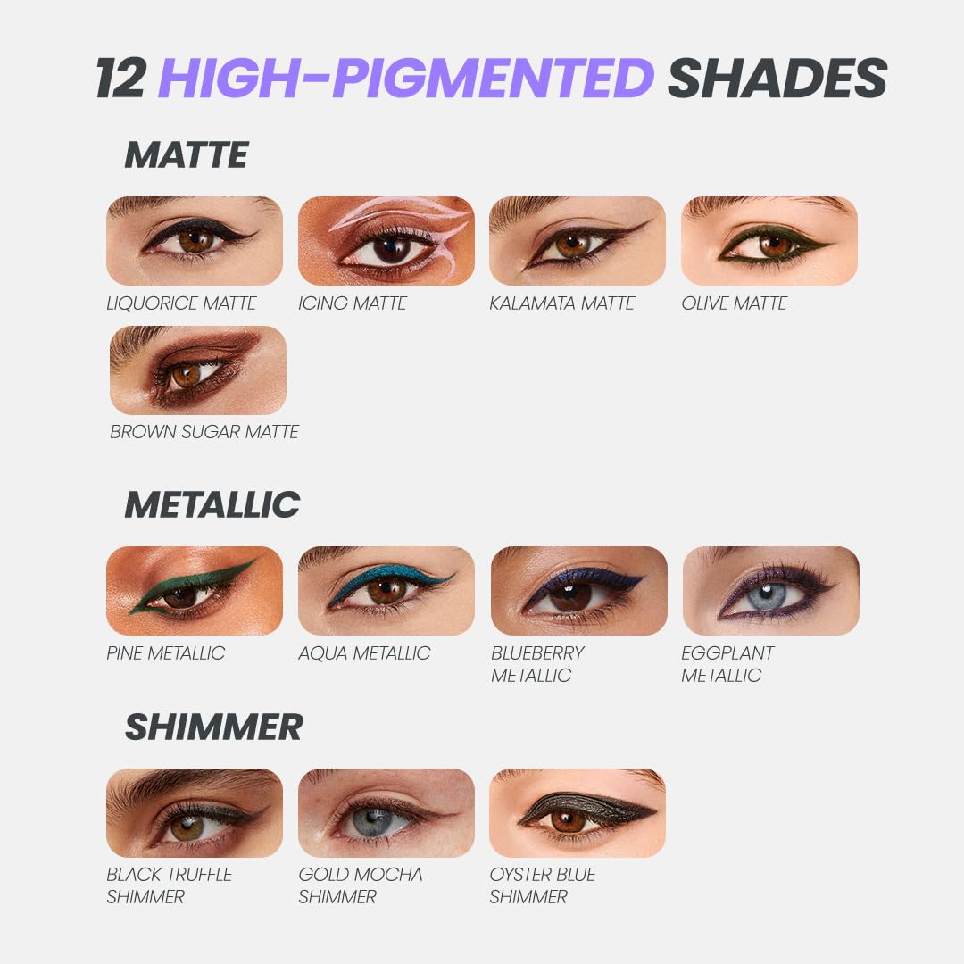 Wonderskin 1440 Longwear Brown Glitter Eyeliner - Waterproof & Smudge Proof for Day & Night Looks