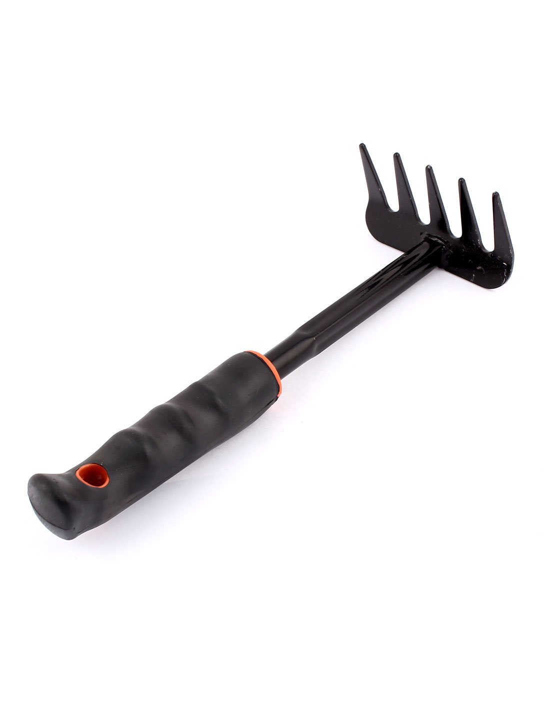 uxcell 5-Tine Plastic Coated Metal Garden Rake - Durable Handheld Weeding Tool for Lawn Care, Soil Leveling & Leaf Collection (Black)