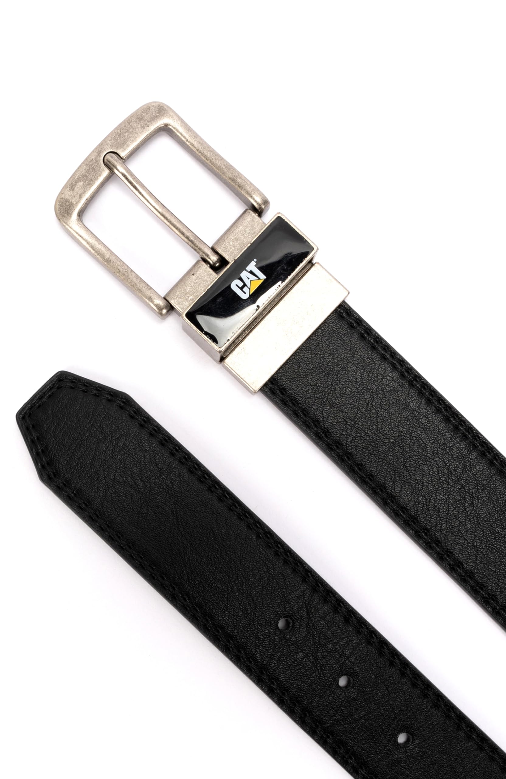 CAT Men's Reversible Belt - Durable Leather Work Belt for Casual & Professional Wear - Perfect for Office, Outdoor & Everyday Use