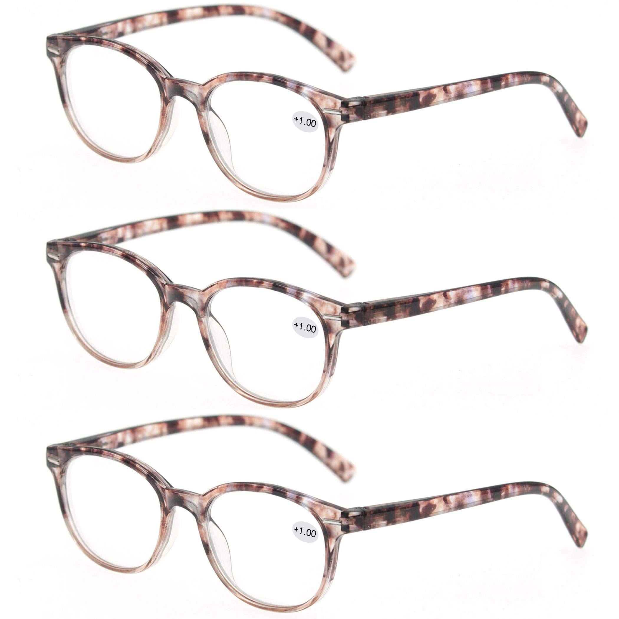 Stylish Round Reading Glasses with Spring Hinge - 3 Pairs Set (+1.50 Magnification) for Men & Women - Perfect for Books, Crafts & Computer Work