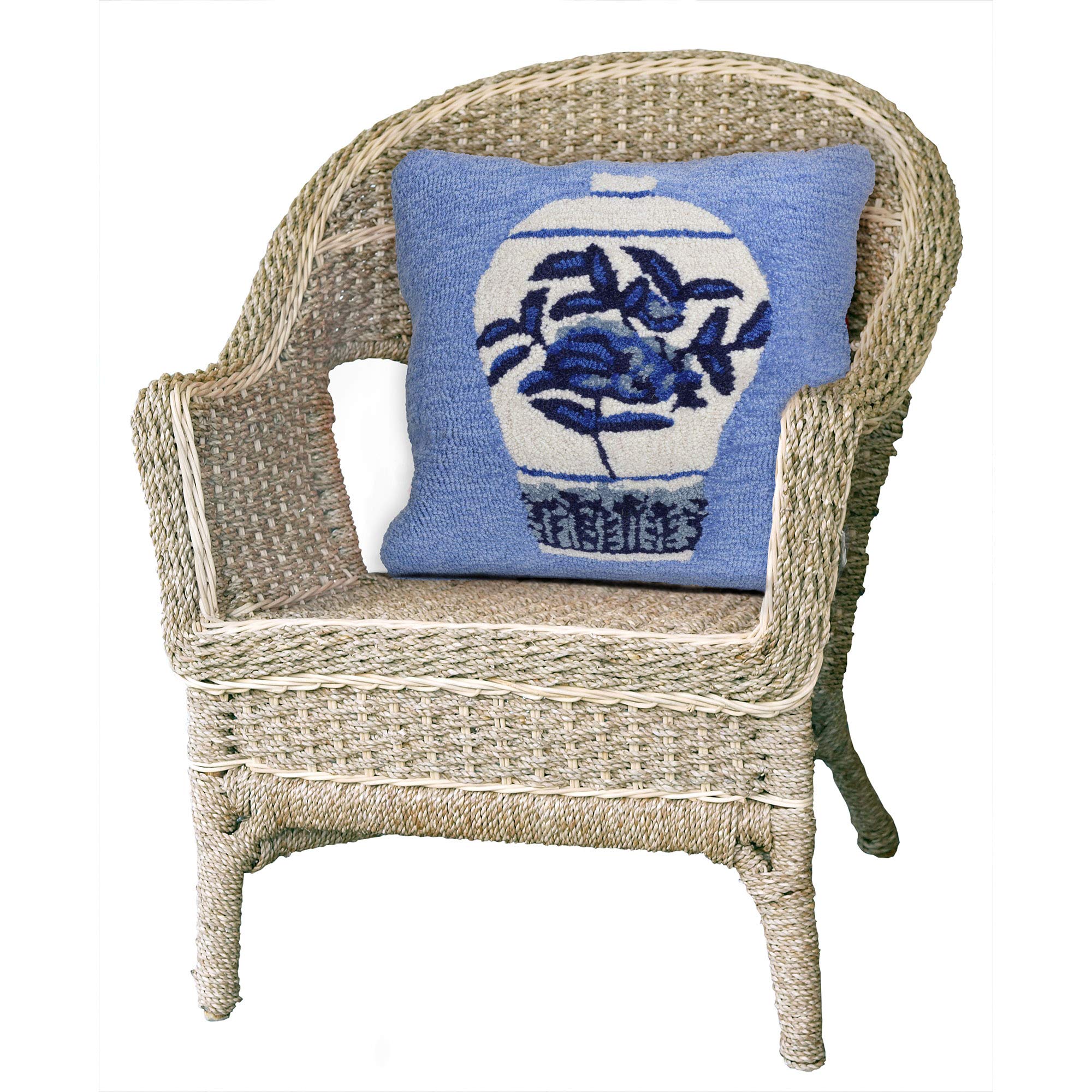 Liora Manne 2410/03 Blue and White Ginger Jar Pattern Square Rug 18