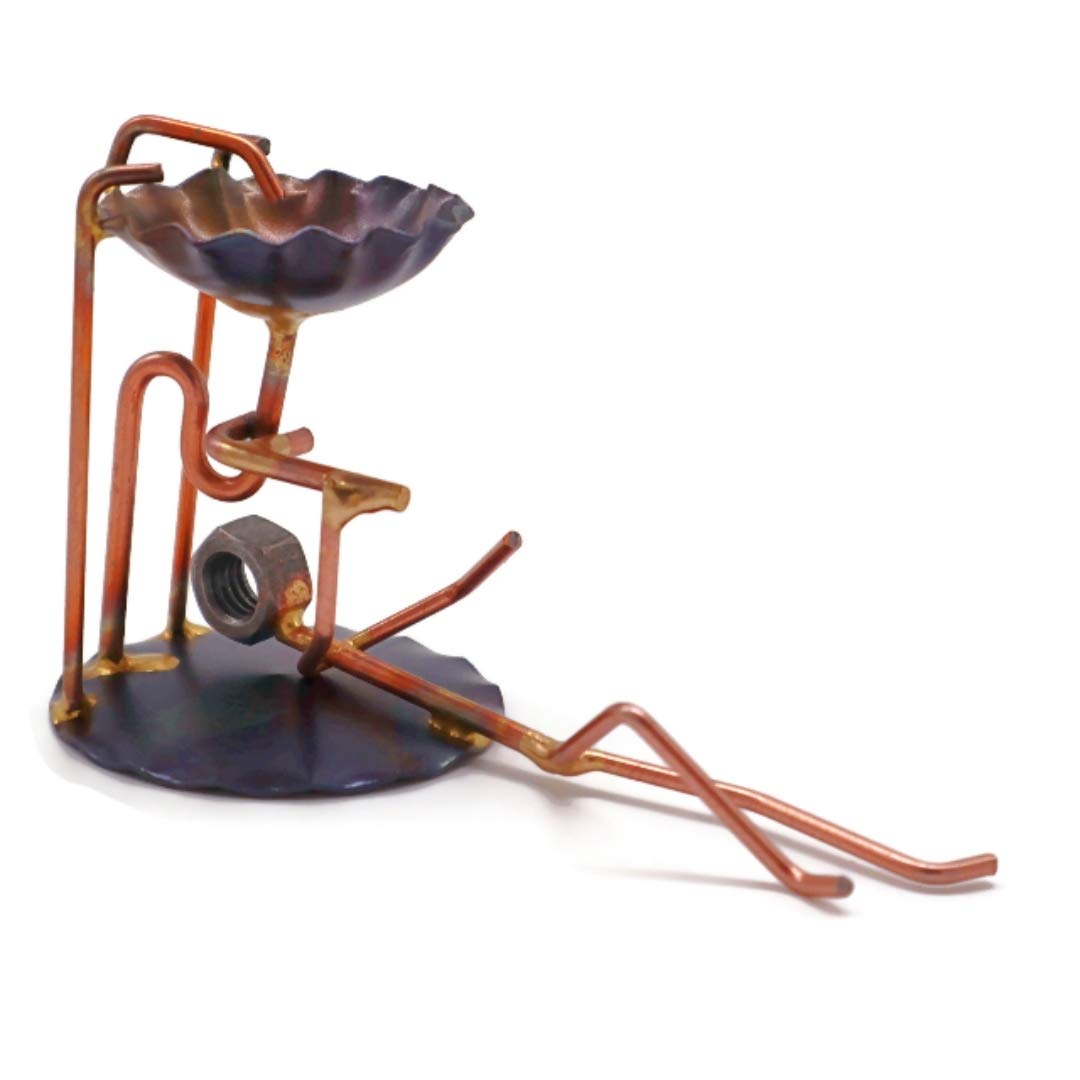 Handmade Metal Plumber Figurine - Unique Welded Recycled Metal Sculpture - Office Desk Decor & Plumber Gift - Made in USA - Perfect for Workshop, Man Cave & Industrial Decor