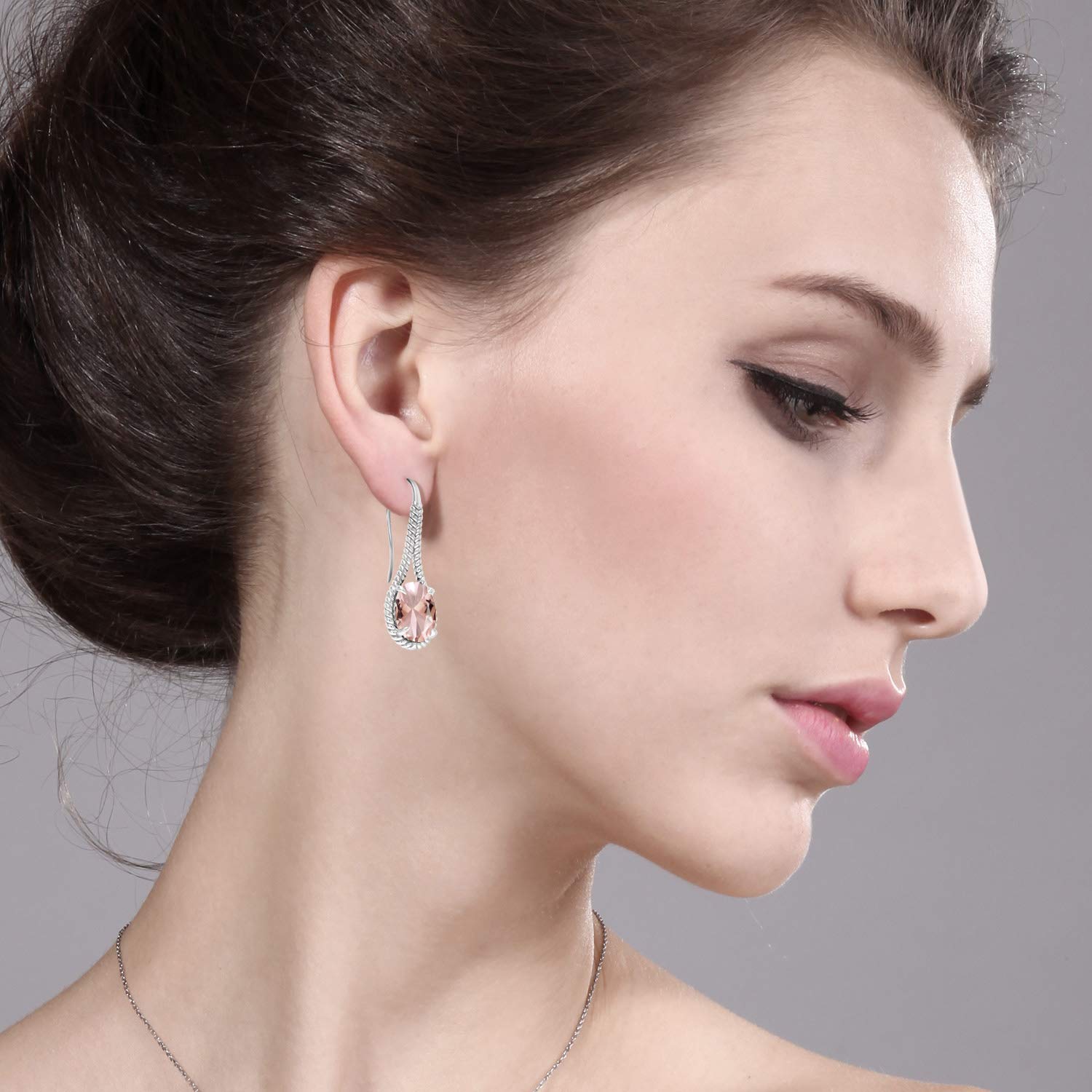 Gem Stone King 12x10mm Oval Gemstone Dangle Earrings for Women - 925 Sterling Silver Birthstone French Wire Drop Earrings (1.18 Inch) | Perfect Gift for Birthday, Anniversary & Special Occasions | Elegant Jewelry for Parties, Weddings & Everyday Wear
