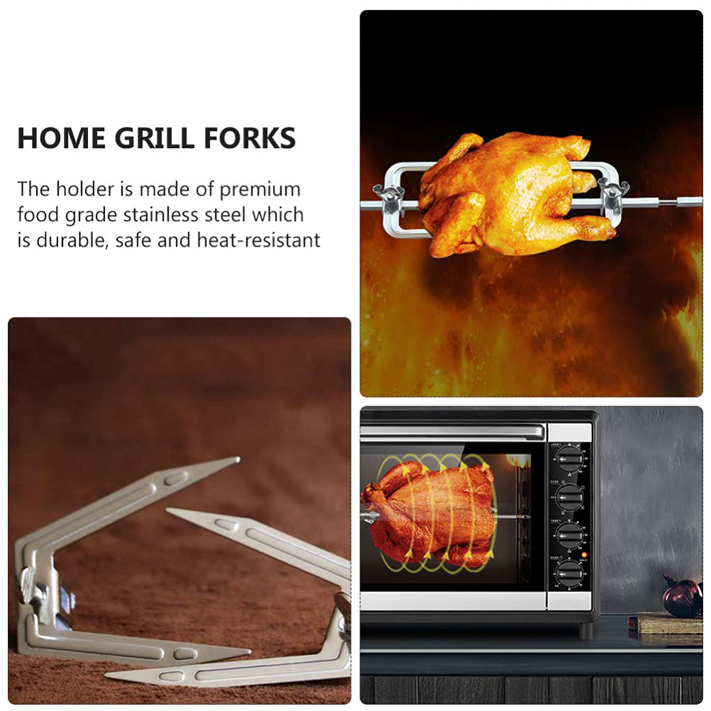 KESYOO Universal Rotating Air Fryer Fork - Replacement Rotisserie Skewer & Vertical Grill Spit Rod for BBQ, Electric Motor Rotisserie | Perfect for Grilling Chicken, Meat, Kebabs & Vegetables at Home or Outdoor Barbecues
