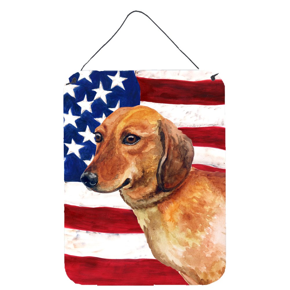 Patriotic Dachshund Metal Wall Decor - 12x16 Aluminum Sign for Kitchen, Bar, Bathroom & Front Door | American Flag Themed Home Plaque | Perfect for Pet Lovers & Patriotic Decor