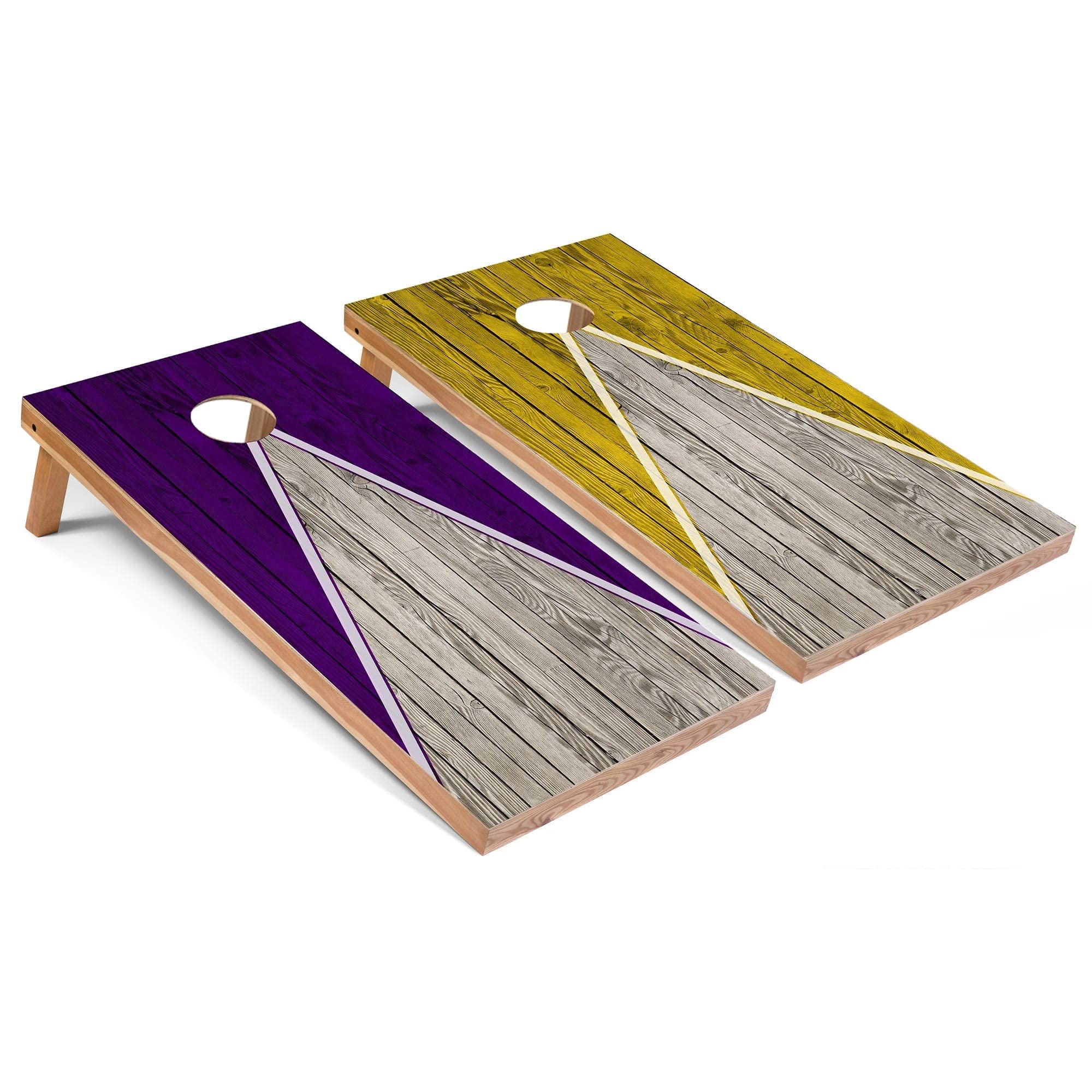Skip's Garage Purple & Yellow Regulation Size Cornhole Set - Solid Wood & All-Weather Portable Cornhole Game - Perfect for Backyard BBQs, Tailgating & Outdoor Parties