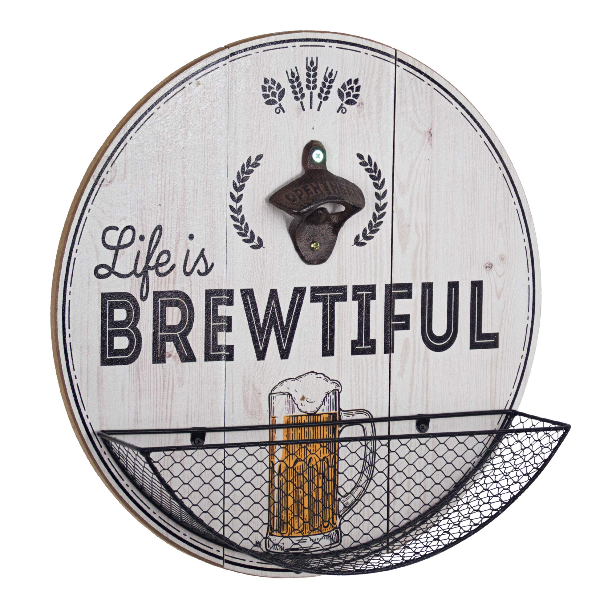 Metal Bottle Cap Opener Wall Art - Bar & Man Cave Decor for Home & Garage