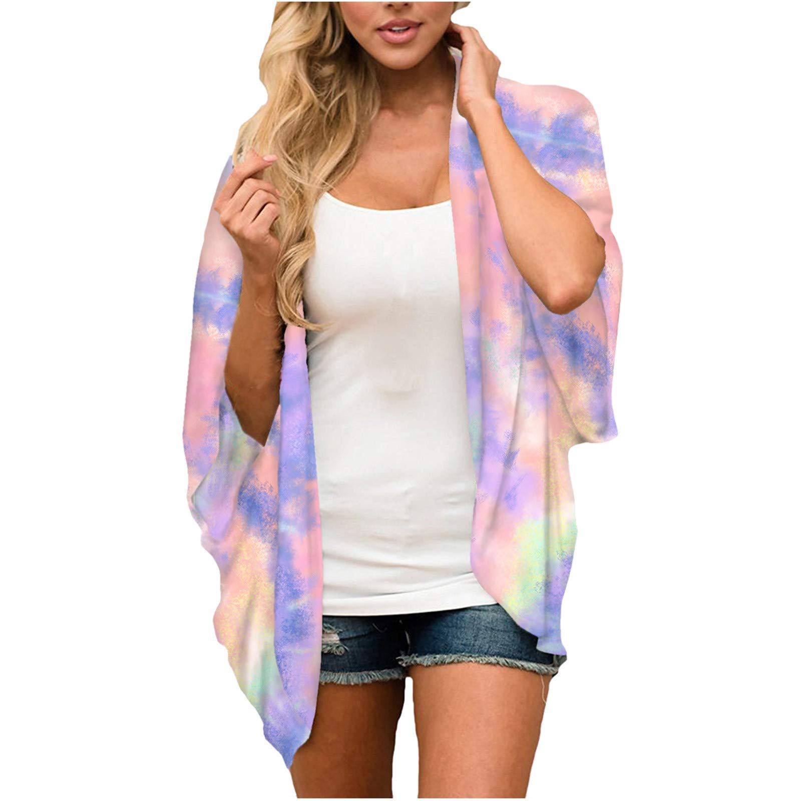 Women's Chiffon Printed Shawl Blouse - Long Sleeve Beach Cardigan & Kimono Coat for Summer Outfits | Perfect for Beach Cover-Up, Boho Fashion & Casual Outwear