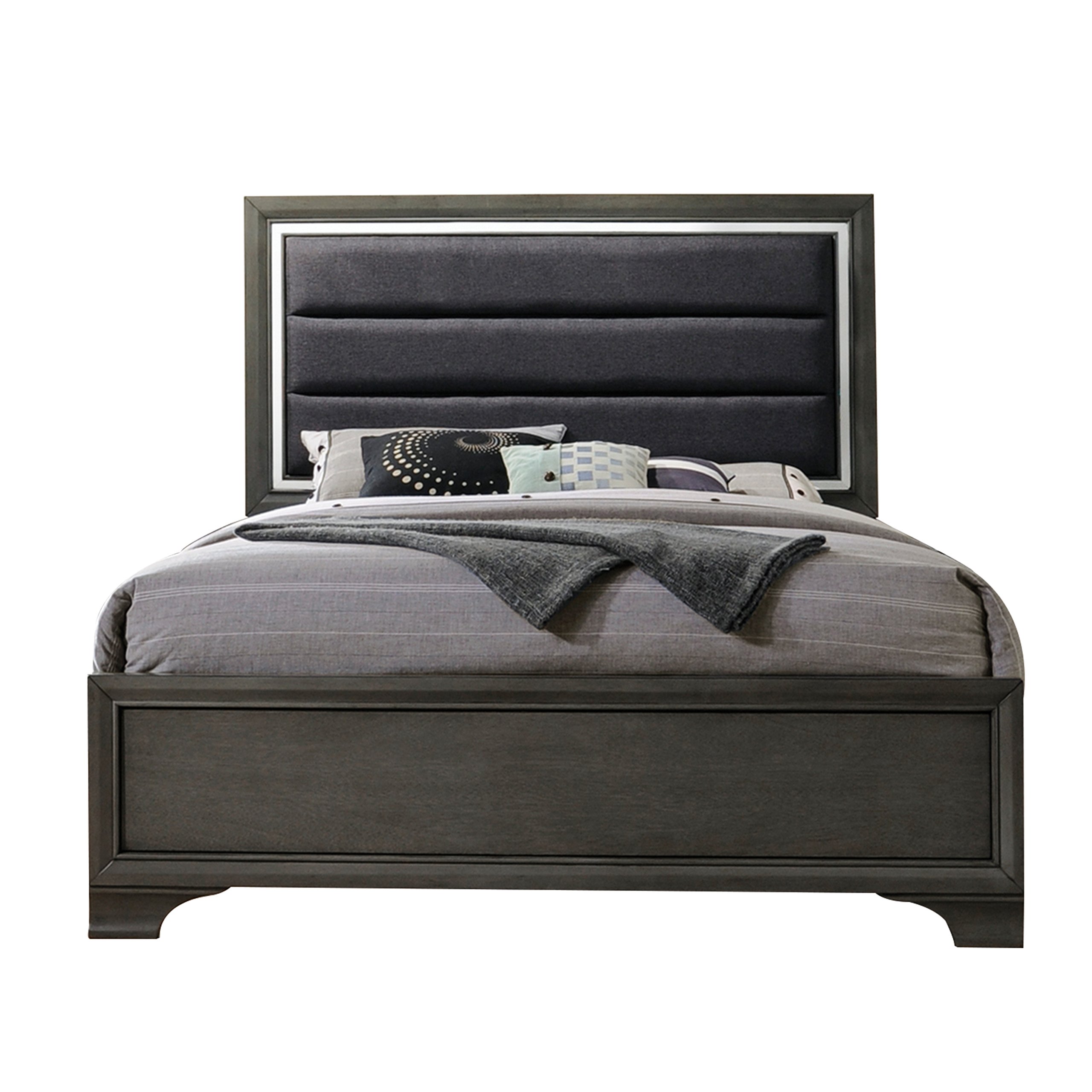 ACME Furniture Carine II Queen Size Bed Frame - Charcoal Gray Modern Platform Bed for Bedroom, Dorm, Guest Room & Apartment