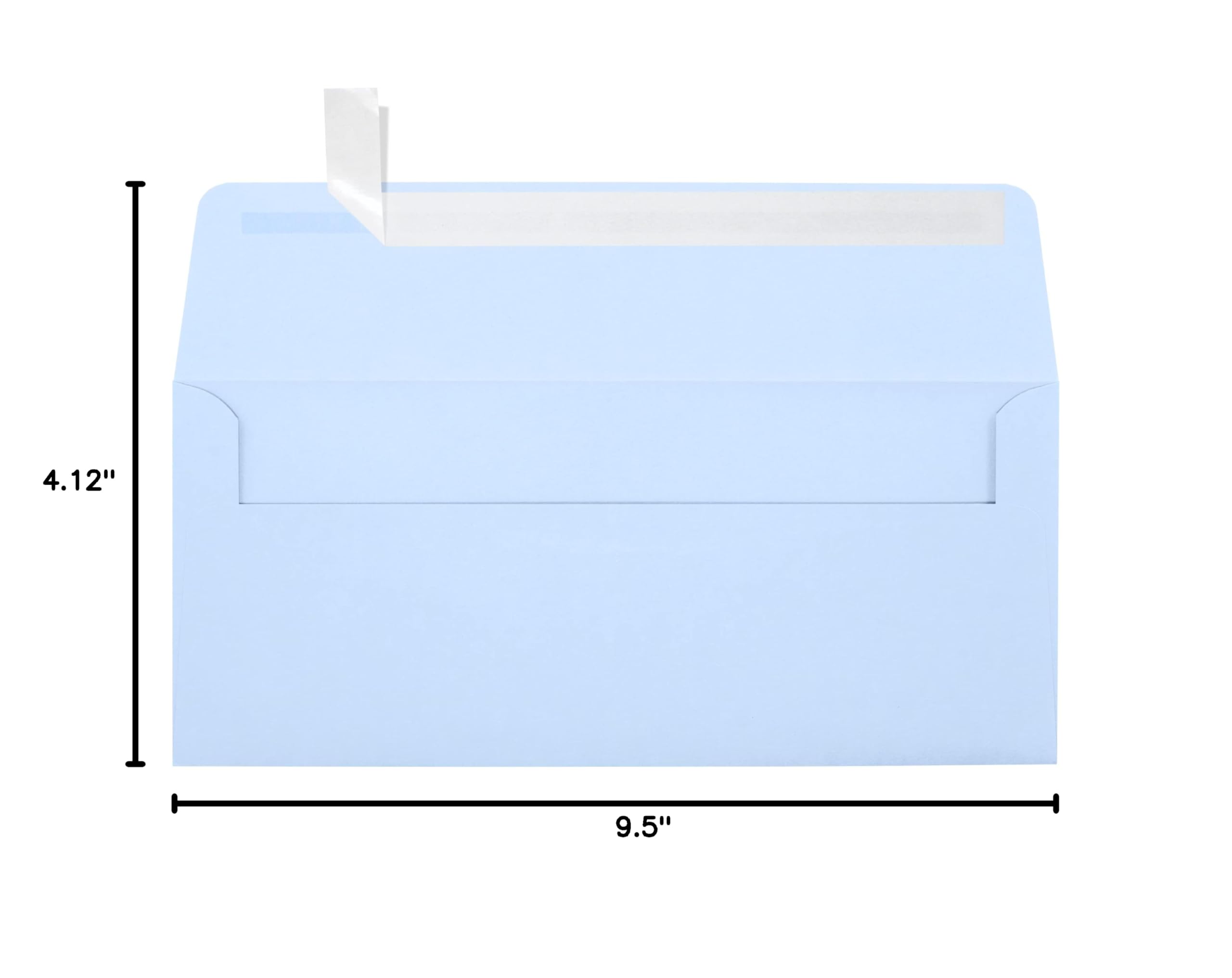 1000 Pack #10 Square Flap Peel & Seal Envelopes 4 1/8 x 9 1/2 Inches - Light Blue Mailing Envelopes for Business, Invitations, Wedding Cards & Office Documents