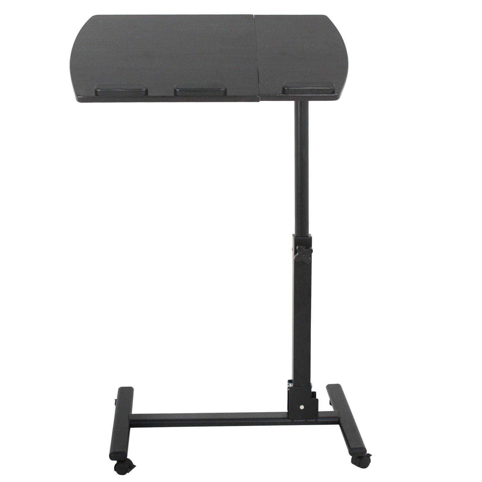 Adjustable Laptop Rolling Desk Stand - Portable Overbed Tiltable Notebook Table with Cooling Pad, Ergonomic Computer Stand for Home Office, Bed, Sofa & Small Spaces - Perfect for Work, Study & Gaming