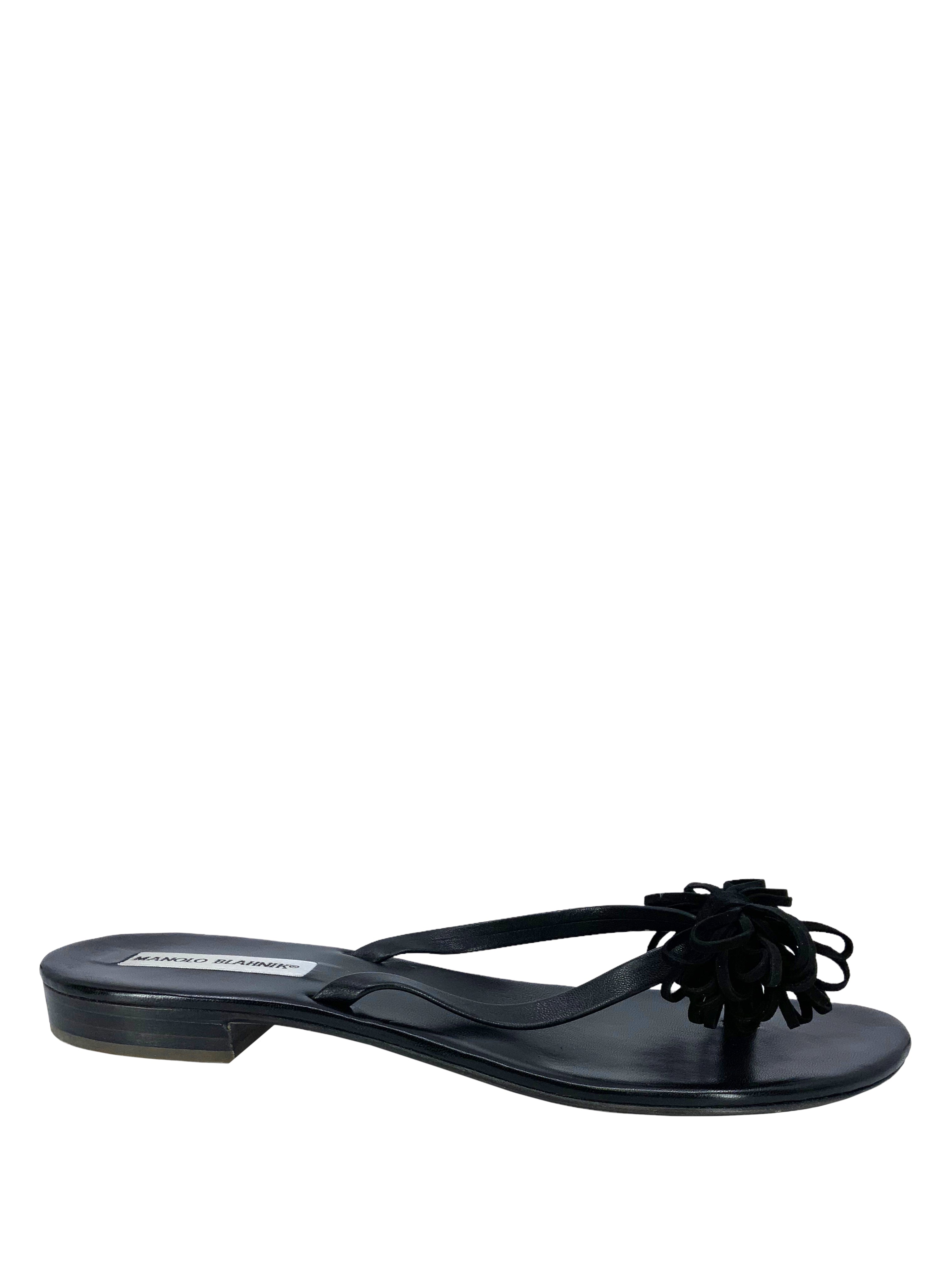 Manolo Blahnik Women's Suede Tassel Thong Sandals - Size 11 | Comfortable Summer Slide Sandals for Beach, Vacation & Casual Outings