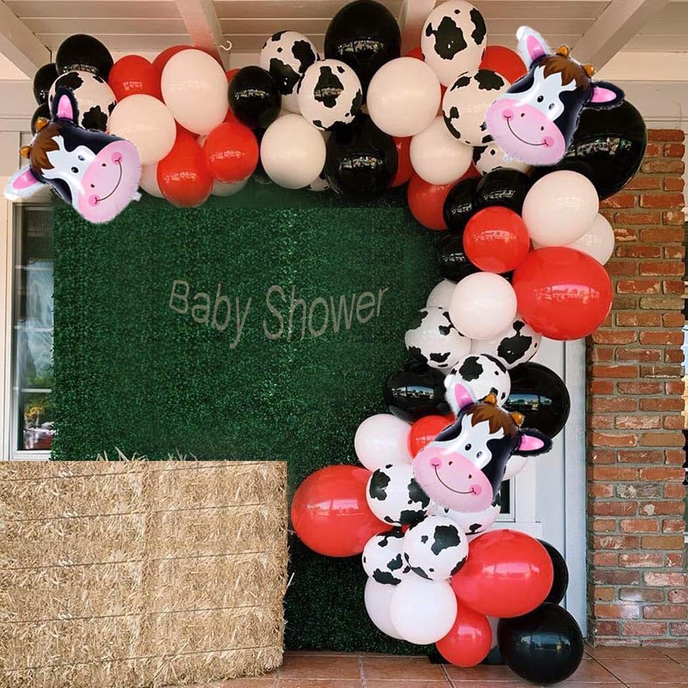 Cowboy Balloon Garland Arch Kit - Red, Black, White & Cow Print Balloons for Western Party Decorations, Cowgirl Baby Shower, First Rodeo Birthday & Wild West Theme Events | Perfect for Barn Weddings, Ranch Parties & Country Celebrations