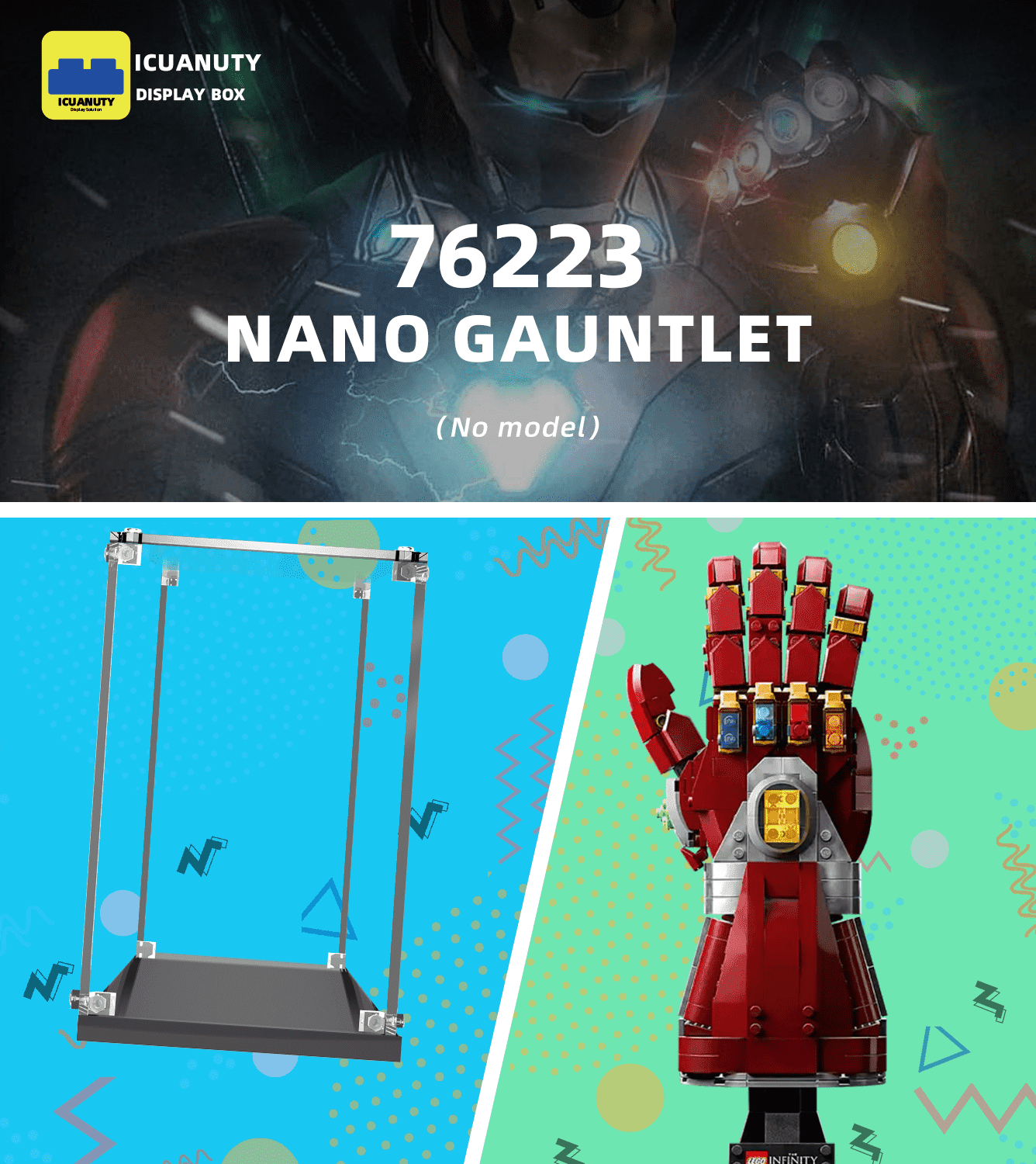 LEGO The Avengers Nano Gauntlet 76223 Display Case - Premium Acrylic Showcase for Collectible LEGO Sets - Perfect for Home & Office Decor, Gift for Marvel Fans