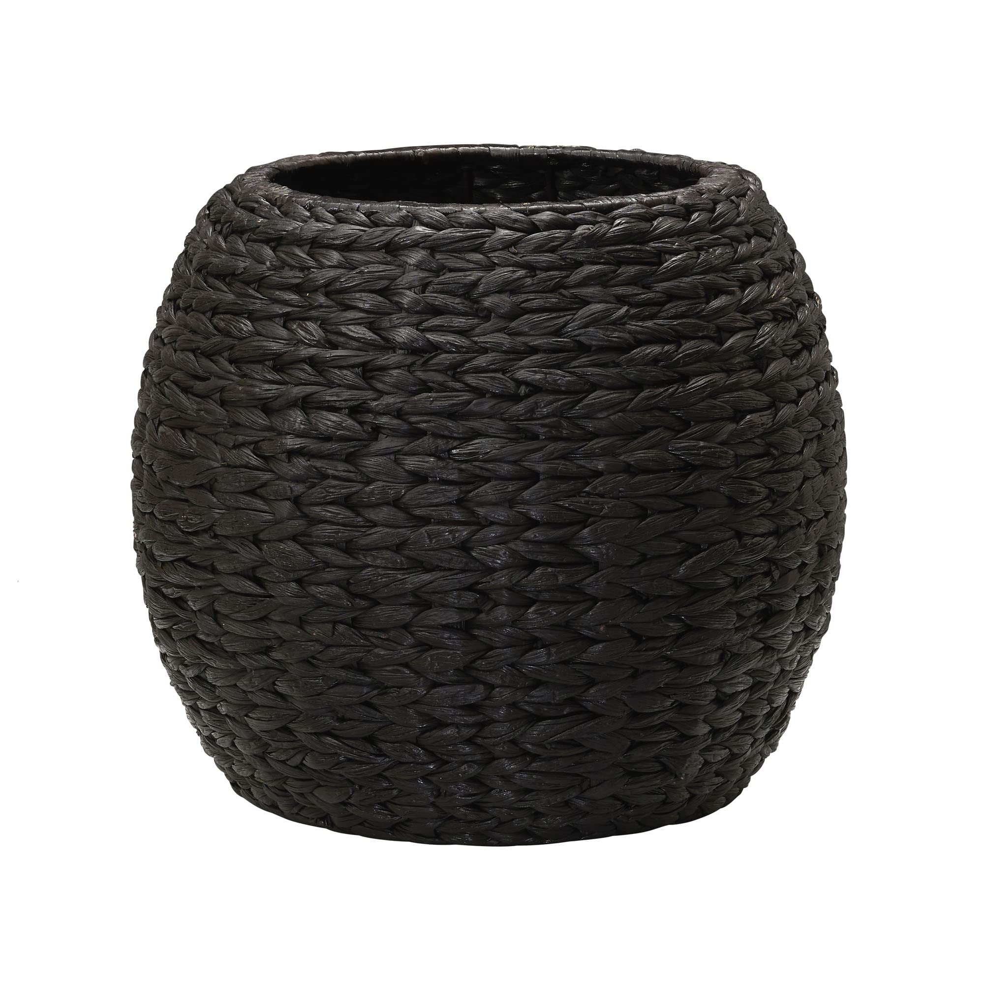 Handwoven Water Hyacinth Storage Basket & Side Table - Natural Wicker Barrel Organizer for Home Decor | Perfect for Living Room, Bedroom, or Bathroom Storage