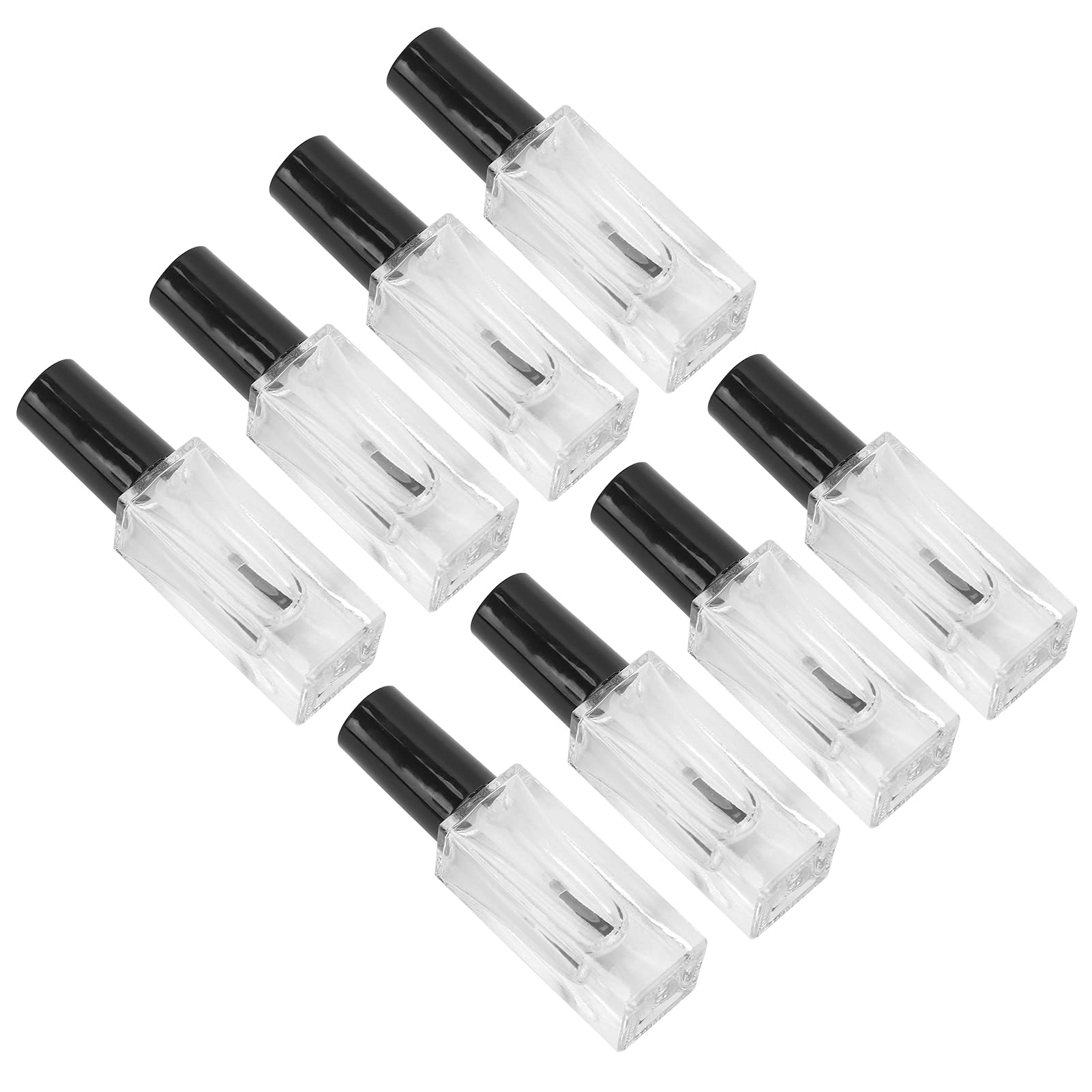 8 Pcs Refillable Transparent Glass Nail Polish Bottles - 7ml Empty Rectangle Nail Varnish Containers for DIY & Salon Use | Perfect for Nail Art, Polish Storage & Professional Manicures