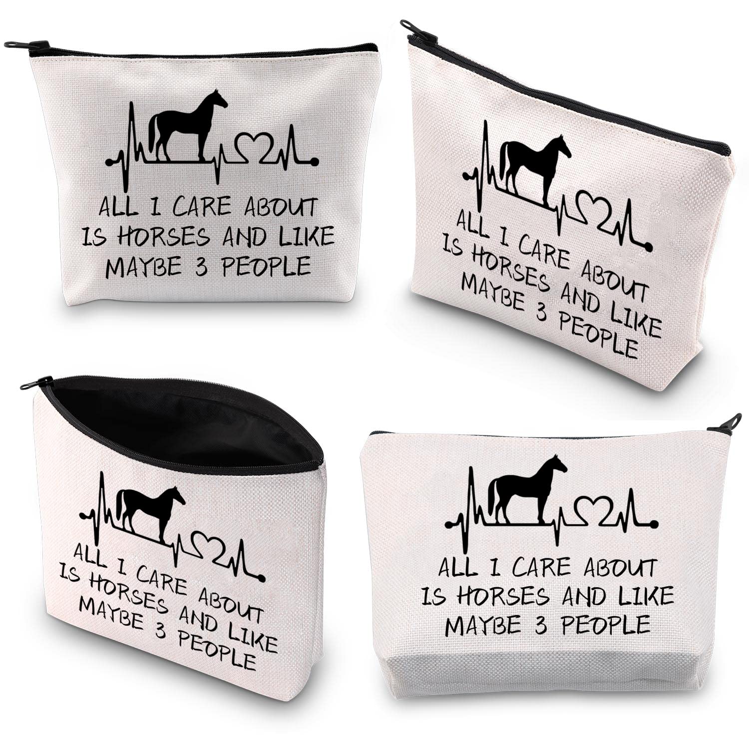 Equestrian Makeup Bag for Women & Girls - Cowgirl Cosmetic Pouch Horse Lover Gift - 
