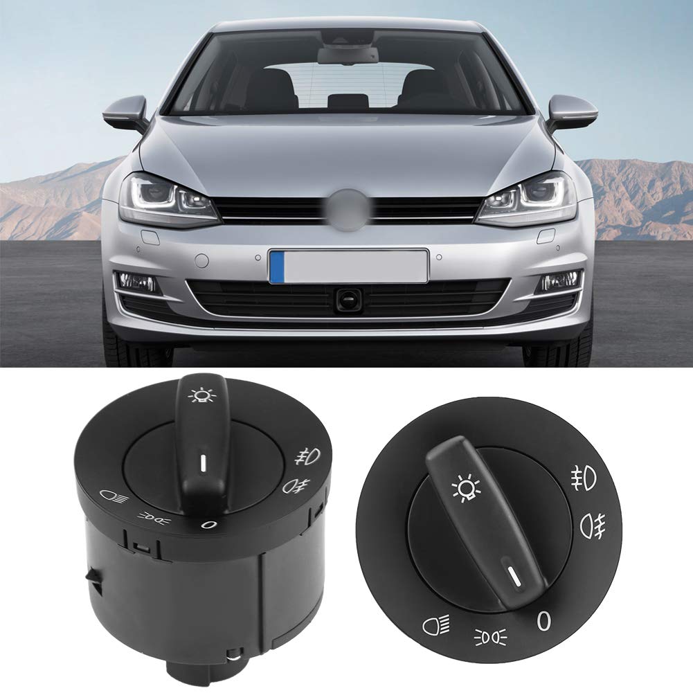 Keenso Black Car Headlight Control Switch with Fog Light - Compatible with MK5, MK6, B6, Rabbit, Sirocco (1T0941431C) - Perfect for Night Driving & Foggy Conditions