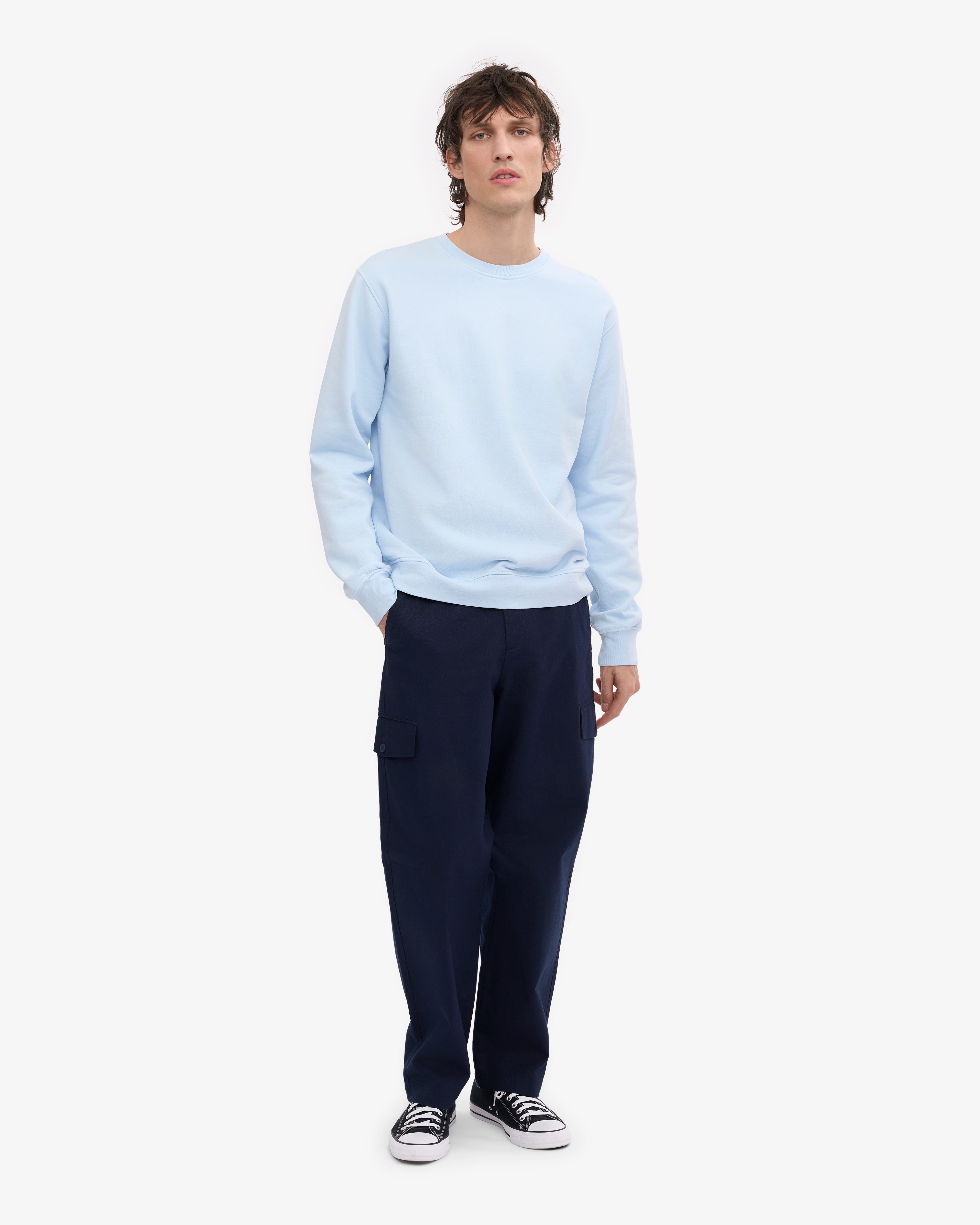 Classic Organic Cotton Crew Neck T-Shirt for Men - Polar Blue - Casual Wear, Everyday Comfort & Street Style Outfit