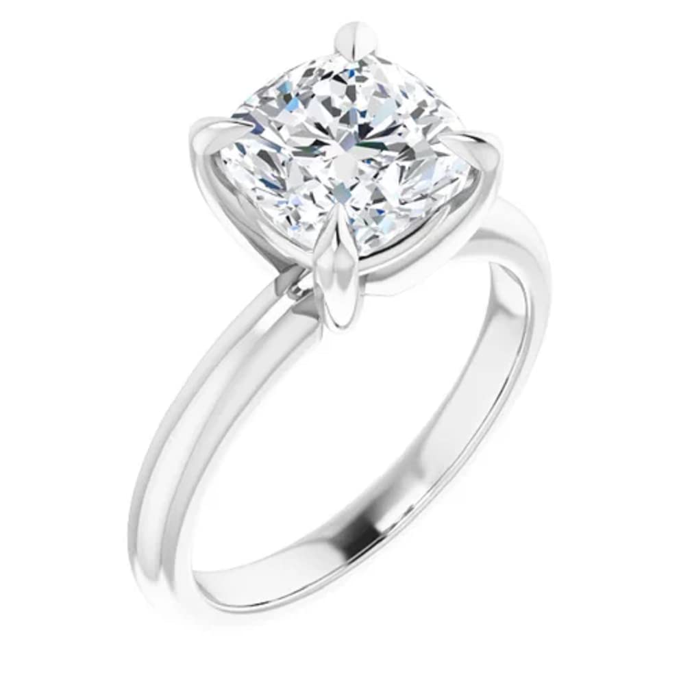 10K Solid White Gold Handmade Engagement Ring - 2.0 CT Cushion Cut Moissanite Diamond Solitaire Wedding Ring for Women, Bridal Proposal Ring - Perfect for Anniversaries, Valentine's Day & Special Occasions
