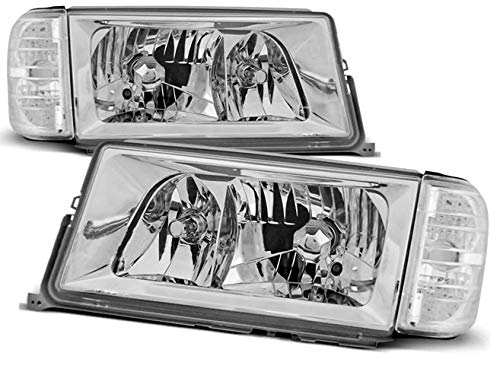 Mercedes W201 Headlights VR-1367 Set - Chrome for 1982-1993 Models - Perfect for Night Driving