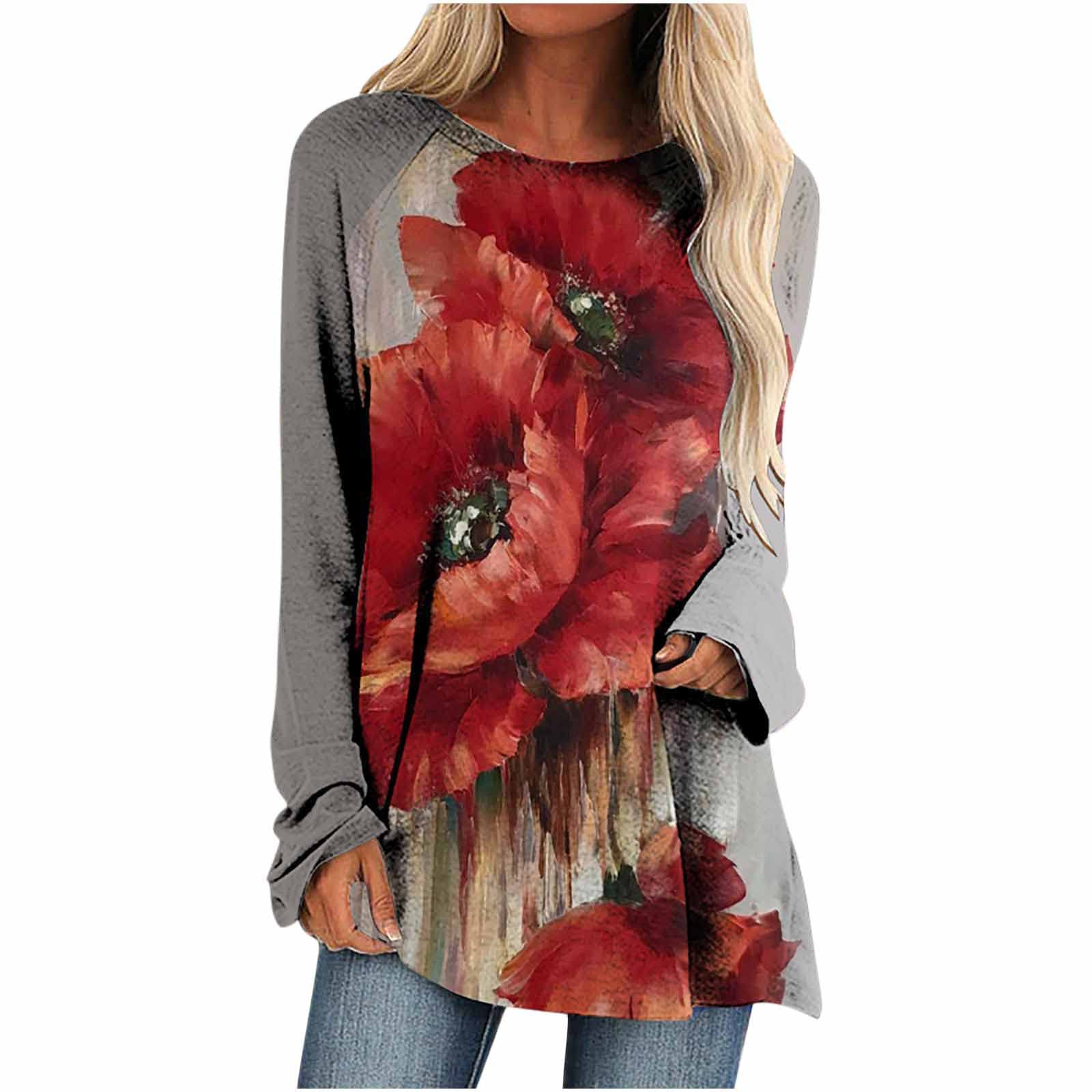 SCKARLE Women's Loose Fit Crewneck Long Sleeve T-Shirt with Funny Print - Perfect Best Friend Gift for Mom, Ideal for Casual Outings & Relaxing at Home