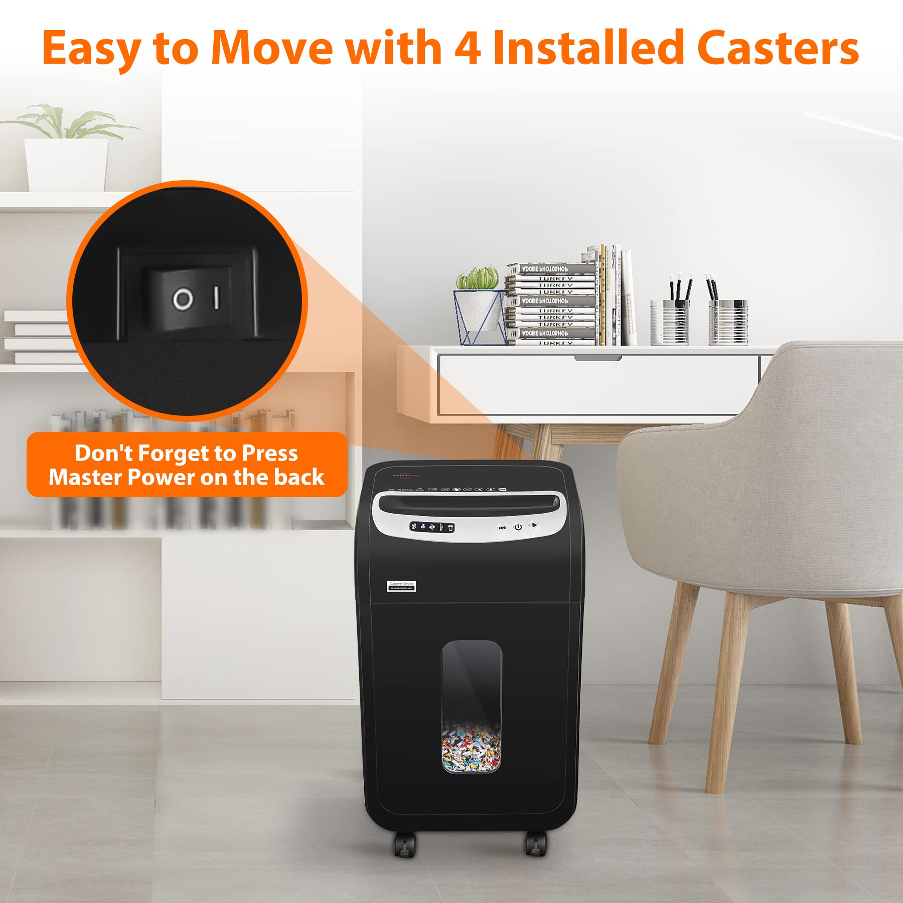 VidaTeco 18-Sheet Heavy Duty Micro Cut Paper Shredder for Home Office - US Patented Cutter, Shreds CD/Credit Cards, 7.9-Gal Extra Large Bin, 60 Min Run Time, Auto Jam Proof (ETL Certified) - Perfect for Document Security & Small Business Use