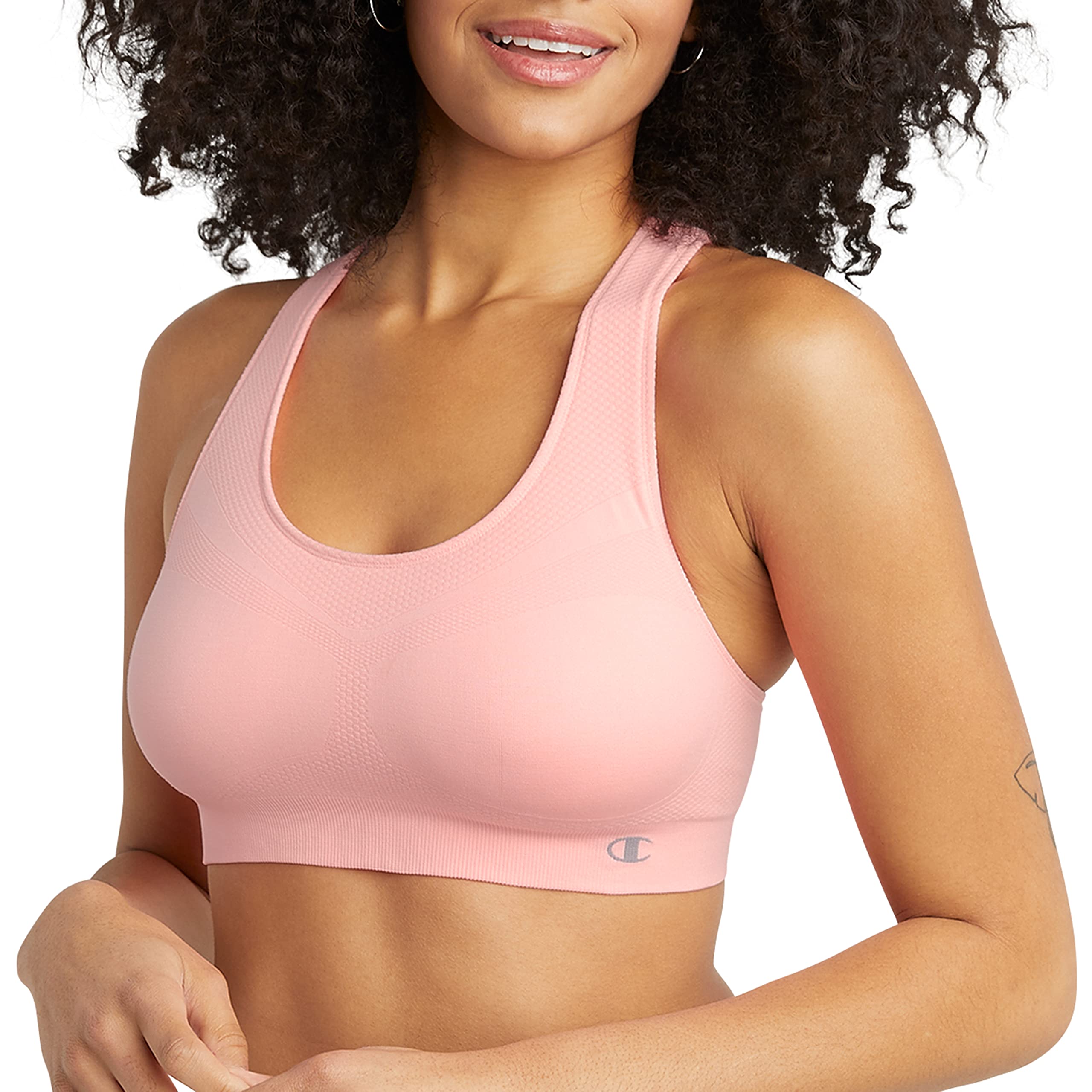 Champion Women's Infinity Racerback Seamless Sports Bra - Moderate Support Workout Bra for Running, Yoga & Gym - Breathable & Comfortable Activewear for Women