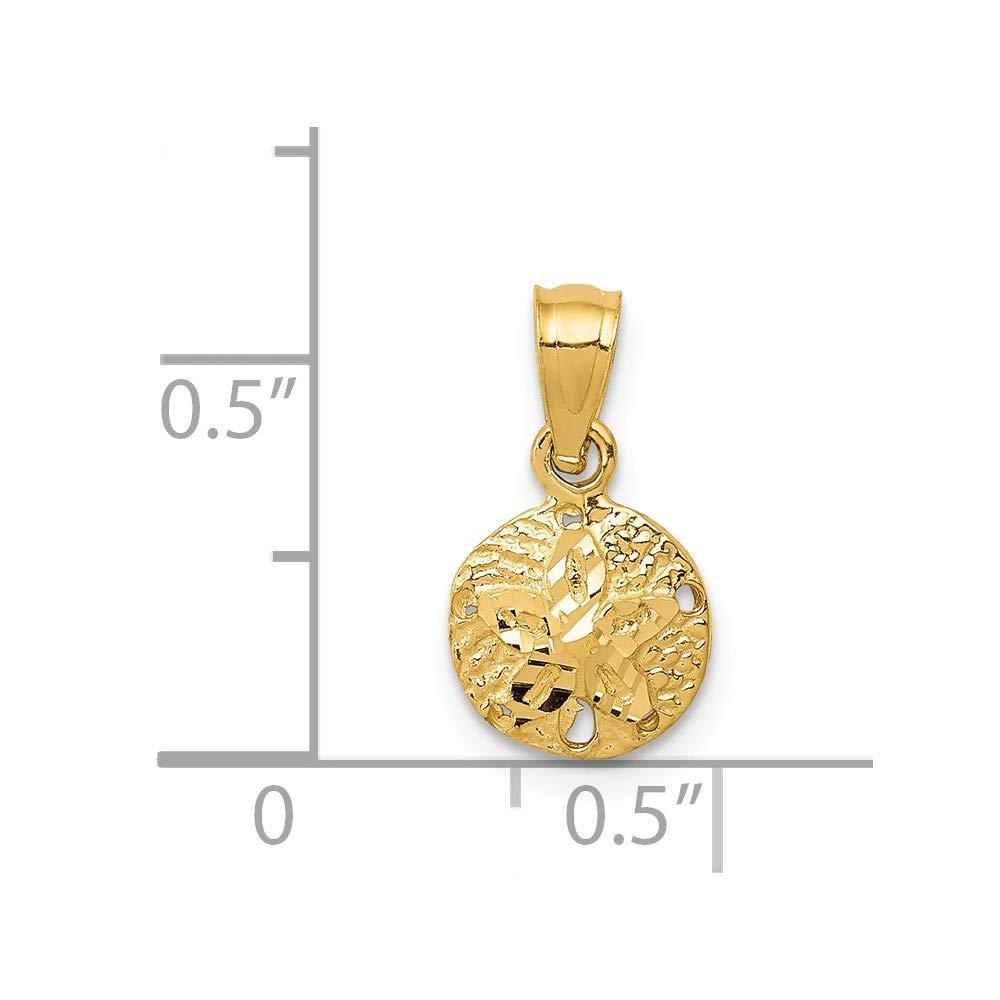 14K Yellow Gold Solid Sand Dollar Charm Pendant - Elegant Beach Jewelry for Necklace, Gift & Ocean-Themed Fashion Accessories | Perfect for Summer, Vacations & Coastal Styling