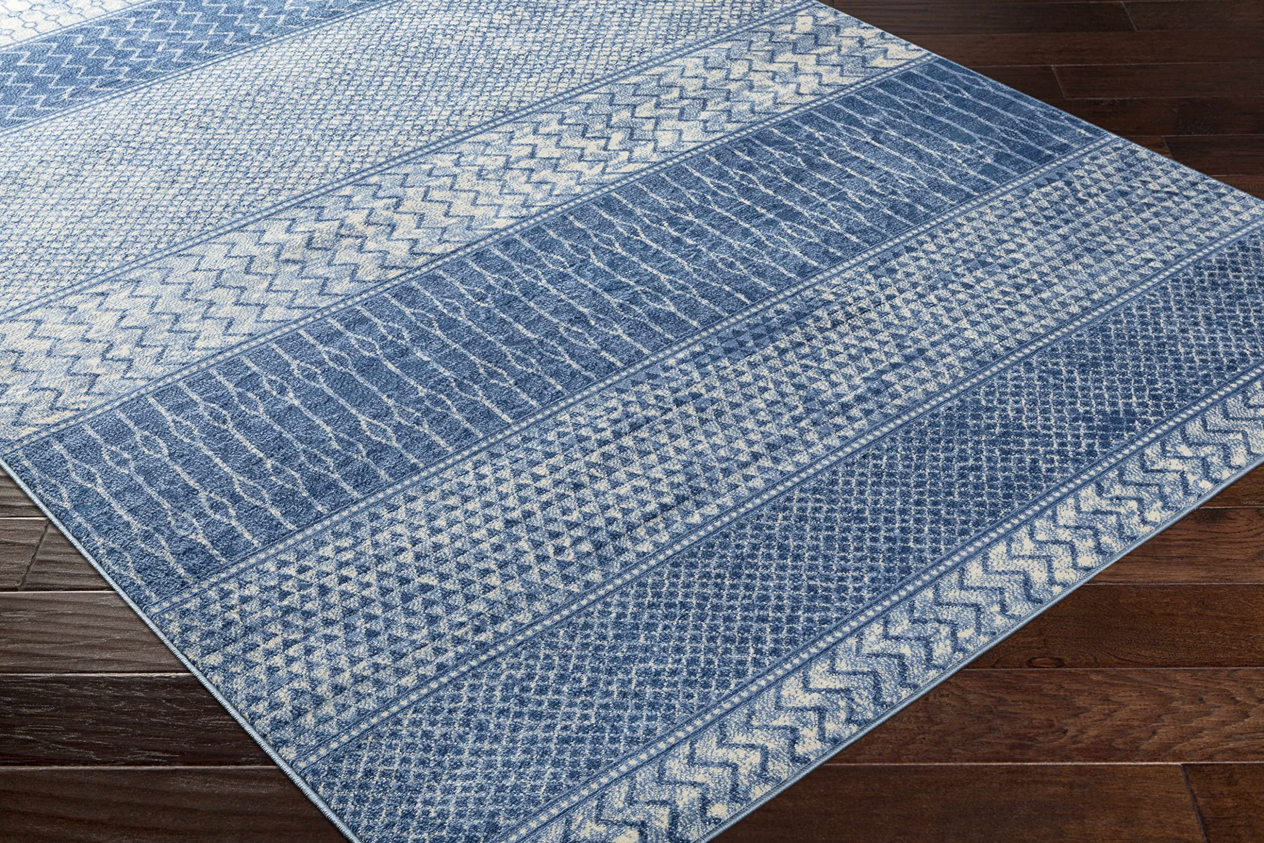 Modern Hauteloom Nampa Area Rug for Living Room & Bedroom - Blue & Ivory - 6'7