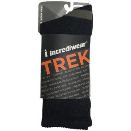 Incrediwear Trek Socks for Hiking & Outdoor Activities - Green/Grey Large Size - Compression Socks for Men & Women - Perfect for Walking, Running & Travel