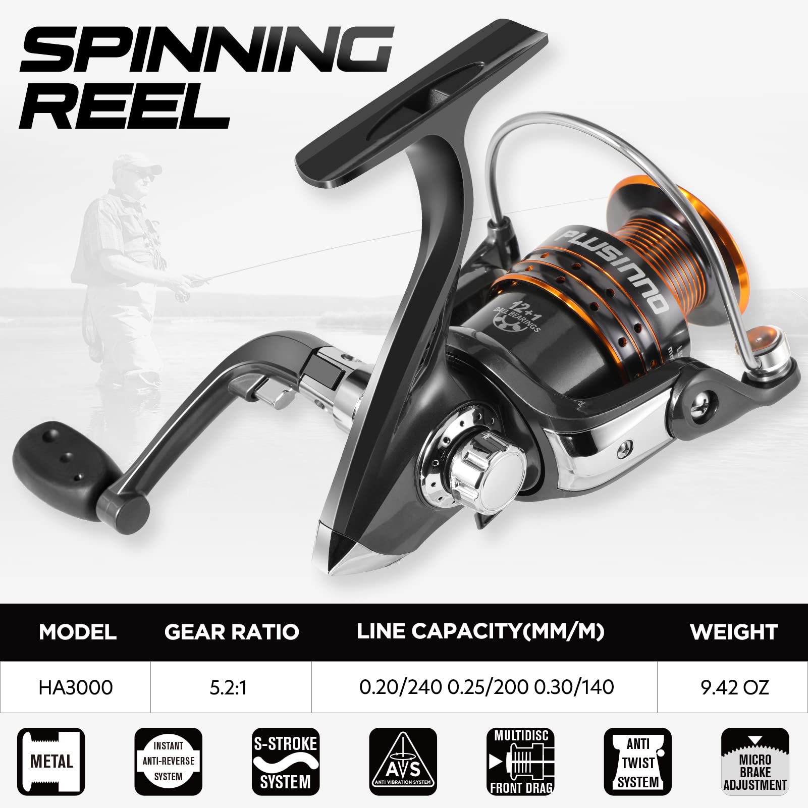 PLUSINNO Carbon Fiber Telescopic Fishing Rod and Reel Combo Kit - Lightweight Saltwater & Freshwater Fishing Pole Set for Beginners & Pros | Perfect for Shore, Boat, and Ice Fishing