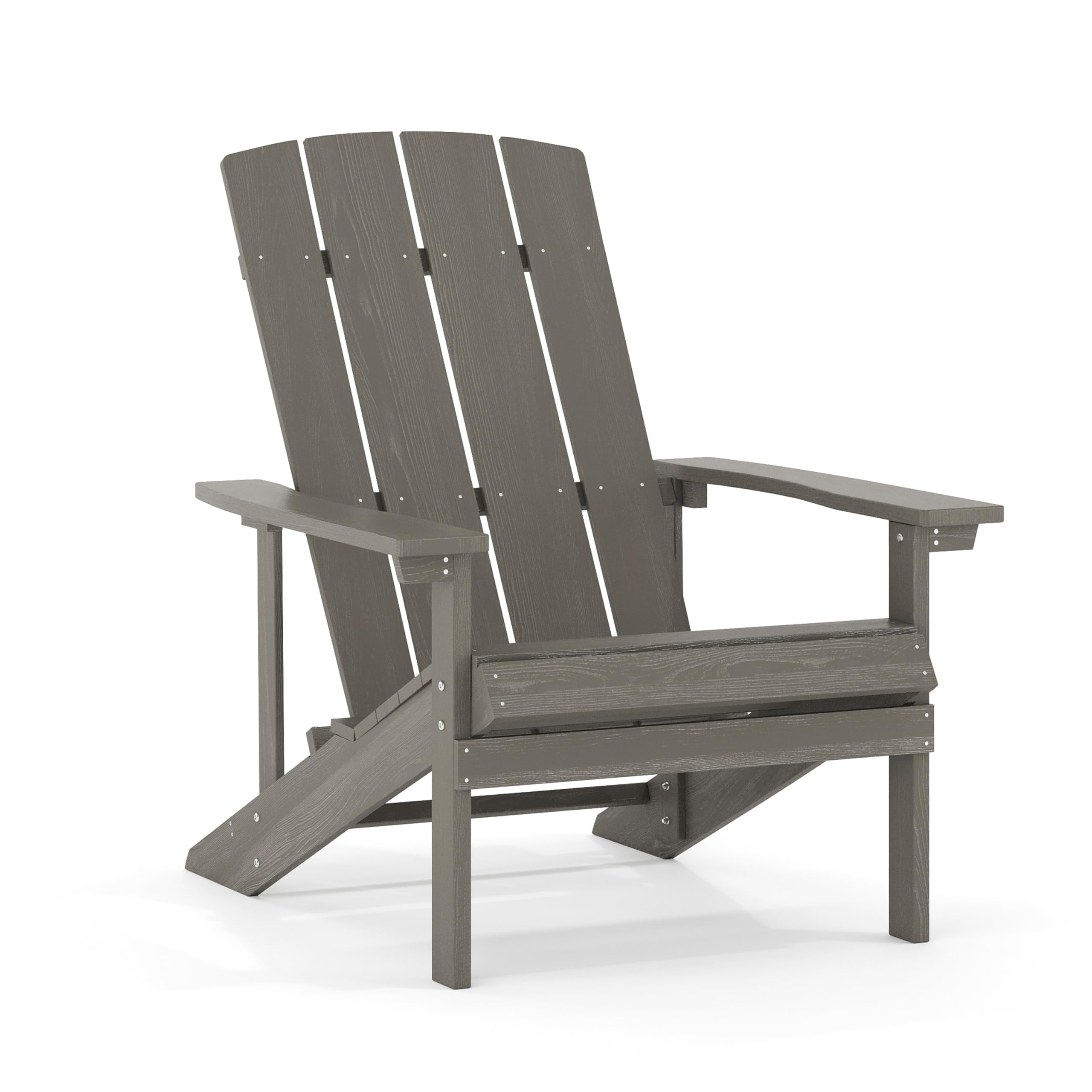 Merrick Lane Riviera Adirondack Patio Chairs - Weather-Resistant Gray Outdoor Lounge Chairs with Vertical Back & Wide Arms - Comfortable Slanted Seat Design - Perfect for Poolside, Garden, Deck, and Patio Relaxation