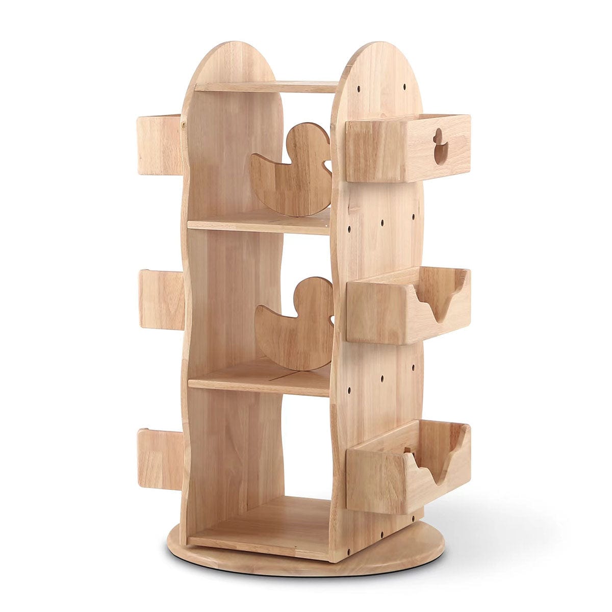 BINDI Revolving Solid Wood Bookcase - 360° Rotating Bookshelf for Home Office, Living Room, Bedroom - Modern Storage Organizer for Books, Decor & Essentials