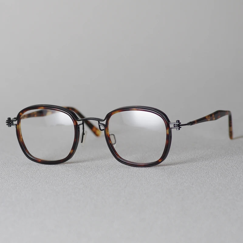 Aimee Men's Full Rim Square Titanium Acetate Eyeglasses 5863 - Lightweight Durable Frame for Work, Reading & Everyday Use
