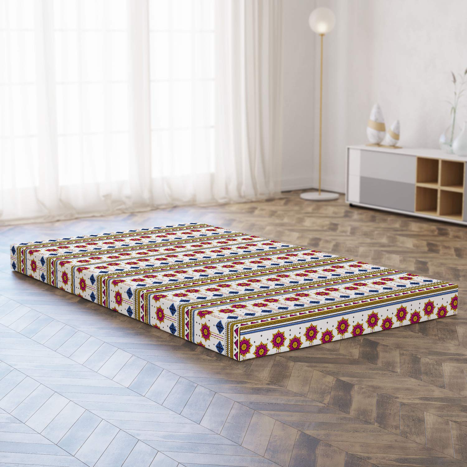 Ambesonne Tribal Foldable Mattress - Mayan Folkloric Cultural Design, 78.7