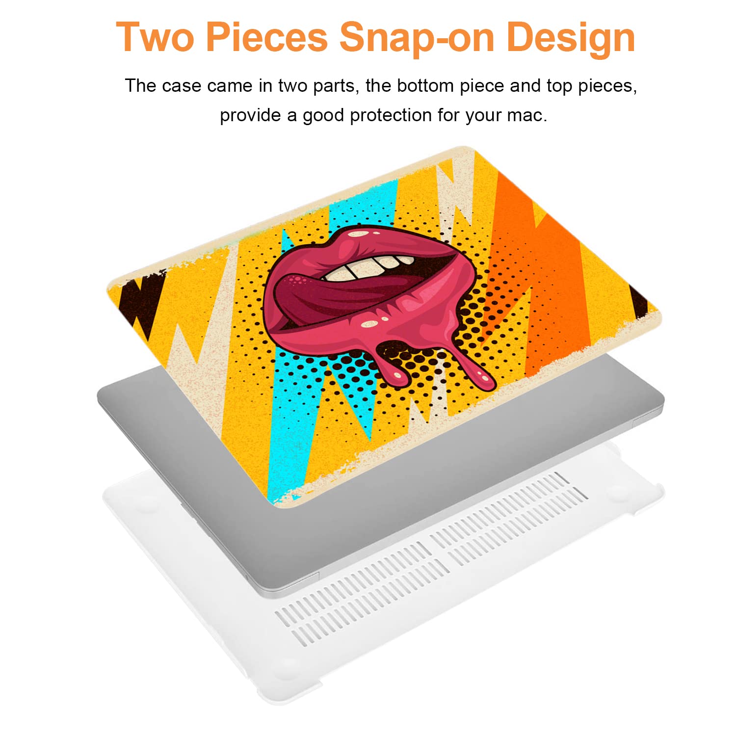 Durable Hard Shell Case for MacBook Pro 14 Inch (2021-2022 Release A2442 M1 Pro/Max) with Touch ID - Protective Keyboard Cover & Stylish Colored Lips Design - Perfect for Work, Travel & School Use