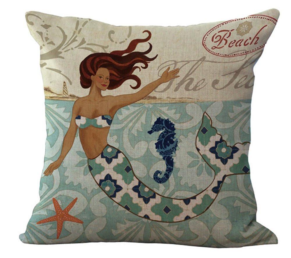 Set of 4 Coastal Themed Pillow Covers - Nautical Blue & White Striped Decorative Throw Pillow Cases - Perfect for Beach House, Living Room & Porch Decor