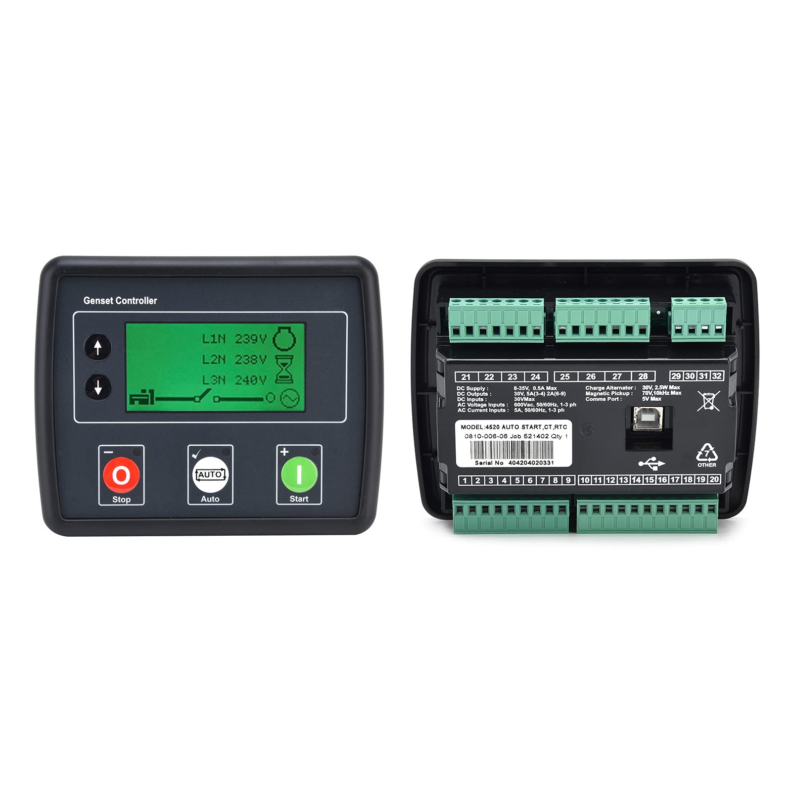 DSE4520 Generator Controller - Auto Start Genset Controller with LCD Display & 3-Phase Mains Detection for Gasoline Engines | Backup Power Solution for Homes, Businesses & Emergency Use