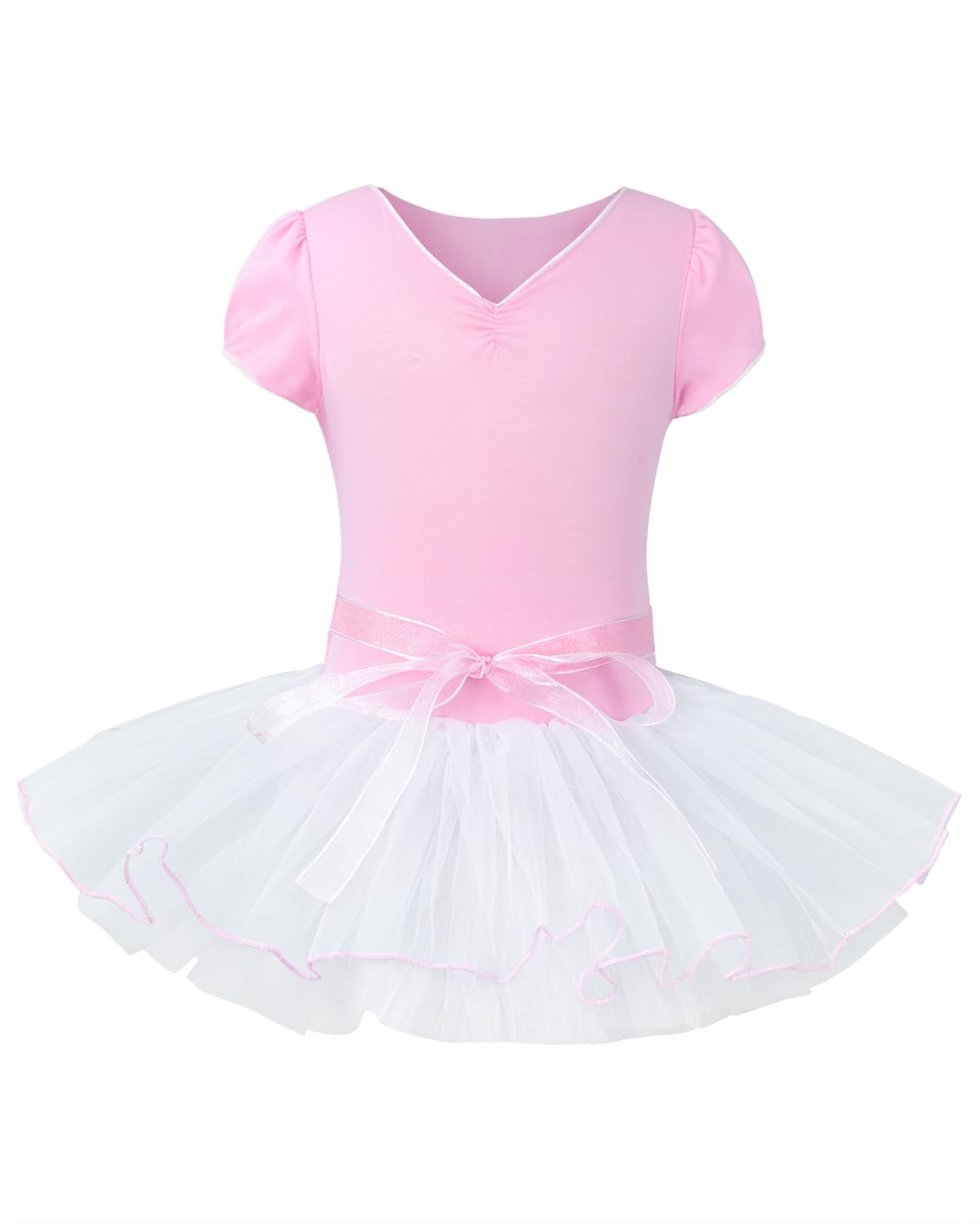 Gogokids Ballet Leotards for Girls - Toddler Dance Dress with Tutu Skirt, Short Sleeve Dancewear for Ballet Class, Recital, and Performance