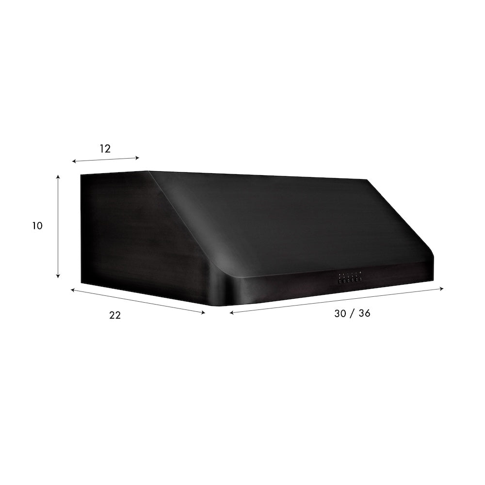 ZLINE 36 Inch 600 CFM Ducted Under Cabinet Range Hood in Black Stainless Steel - Professional Kitchen Ventilation for Smoke & Odor Removal - Perfect for Home Chefs & Modern Kitchens (Model BS623 36)