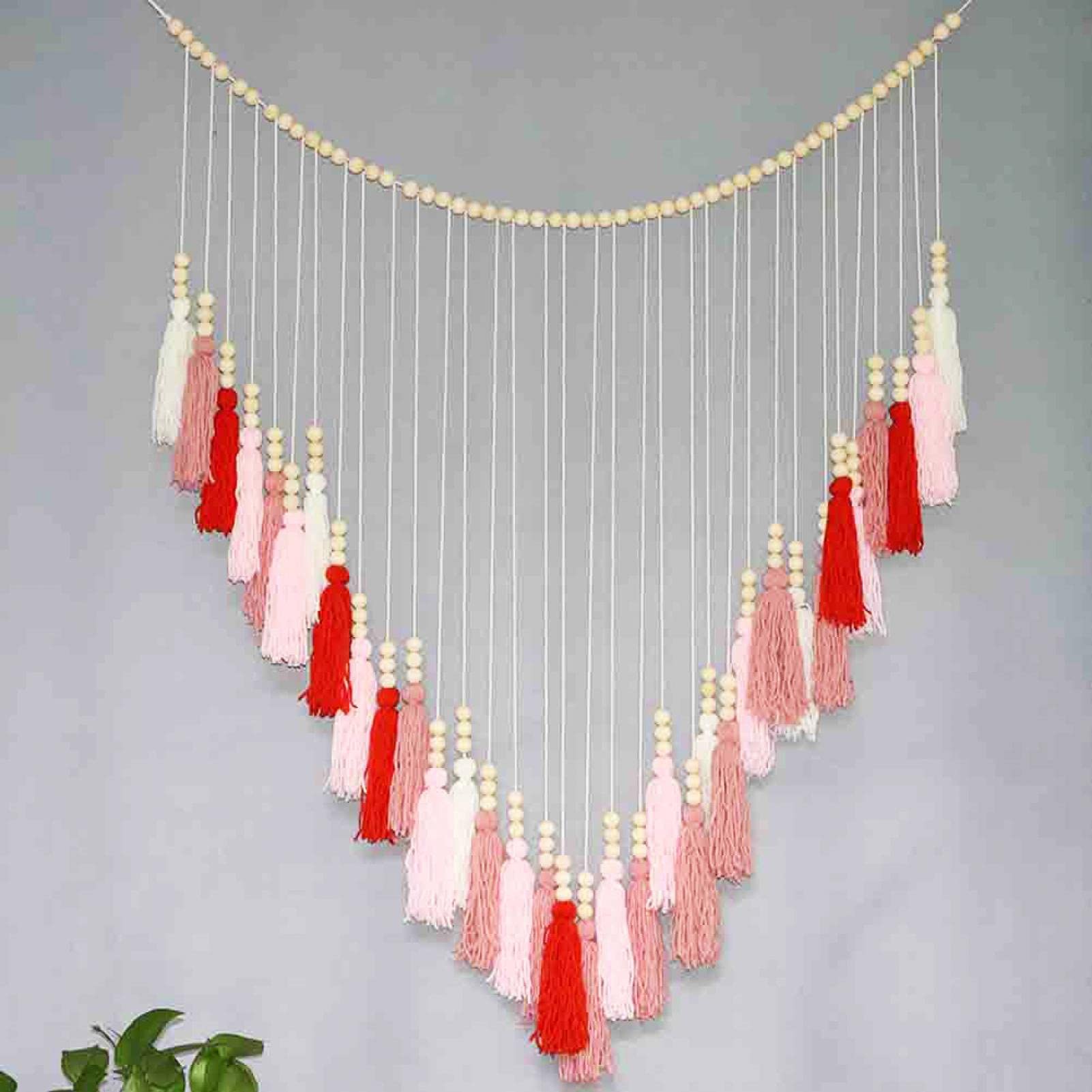 Bohemian Macrame Wall Hanging with Wood Beads - Home Decor for Bedroom & Living Room