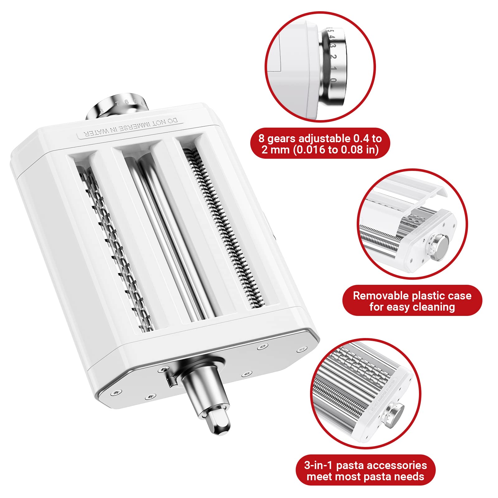 3-in-1 Pasta Maker Attachment for KitchenAid Stand Mixer - Includes Spaghetti, Fettuccine Cutter & Pasta Roller - Homemade Noodle Machine for Fresh Pasta - Perfect for Italian Dishes, Family Dinners & Cooking Enthusiasts