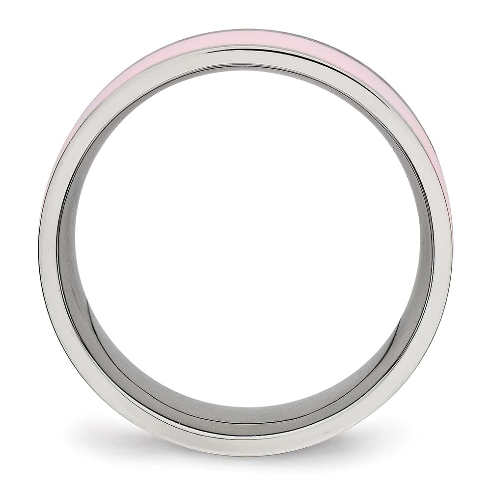 Diamond2Deal Stainless Steel Polished Pink Ceramic Ring for Women - Elegant Fashion Jewelry Gift for Valentine's Day, Anniversary & Special Occasions