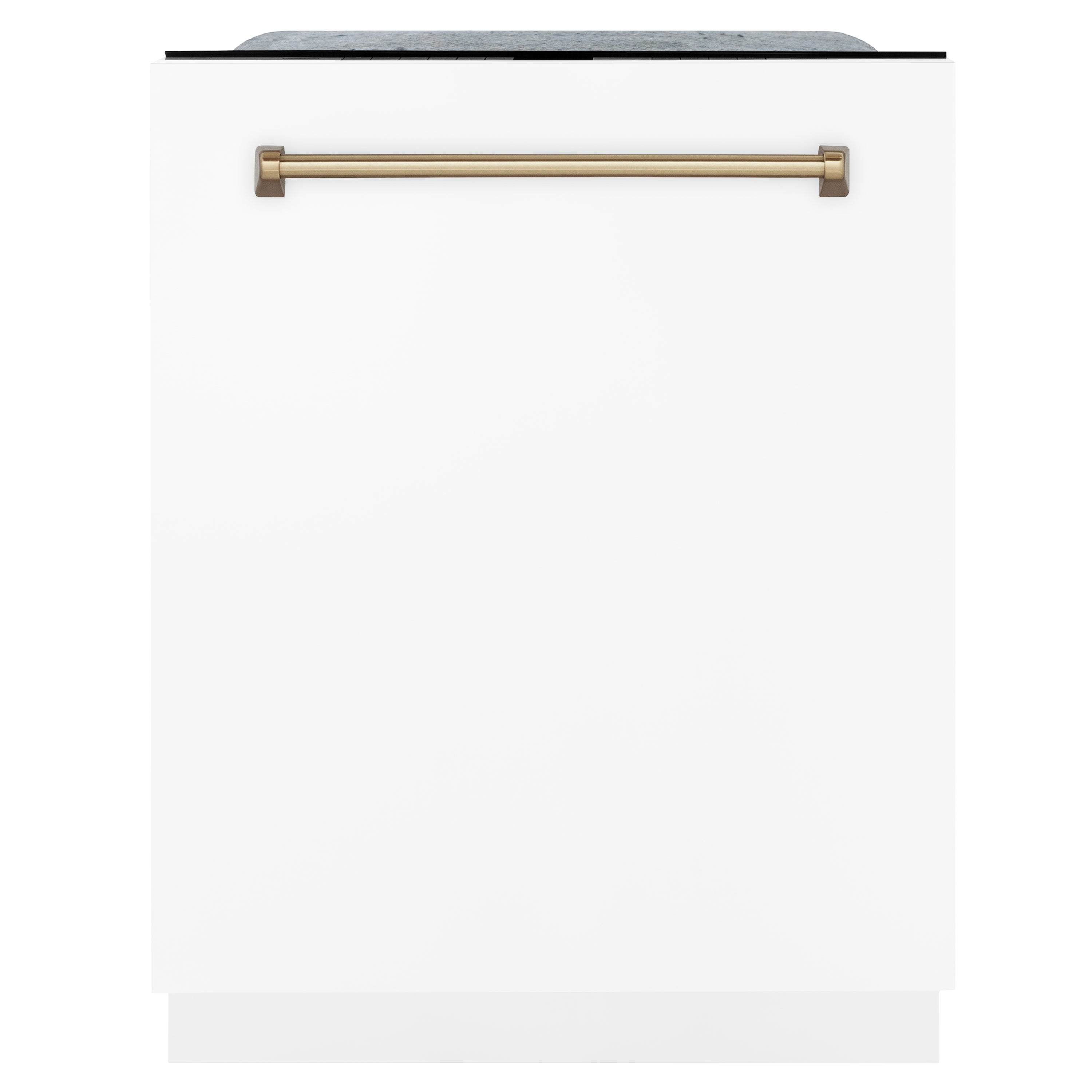 ZLINE Autograph Edition 36-inch Stainless Steel Dual Fuel Range with White Matte Door, Range Hood & Dishwasher - Champagne Bronze Accents (3AKP RAWMRHDWM36 CB) | Professional Kitchen Package for Home Chefs & Modern Cooking Enthusiasts