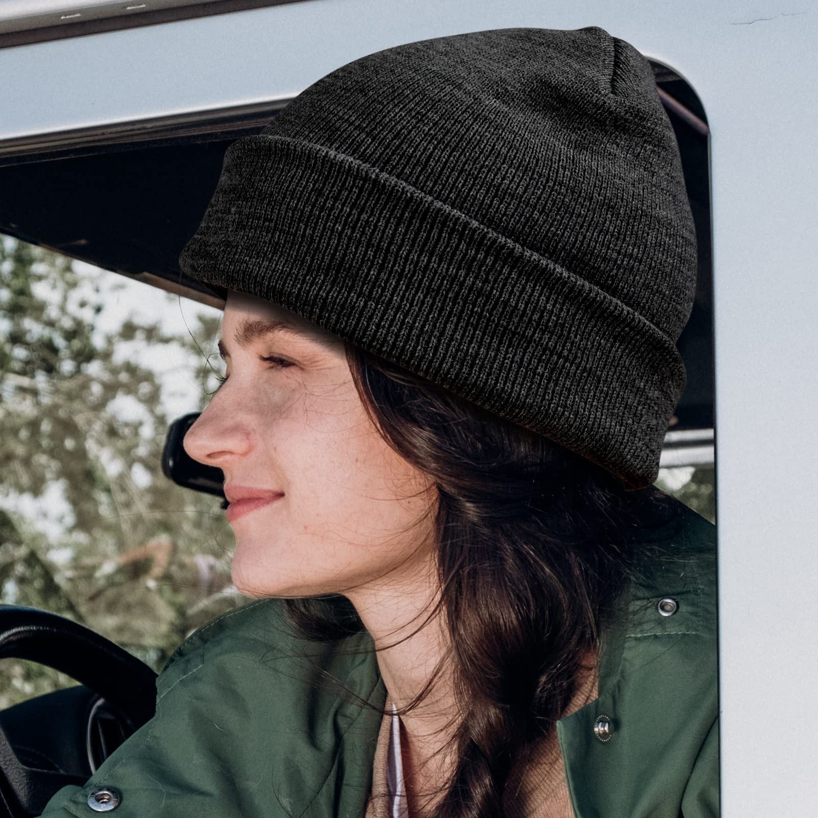 ZOORON Warm Knit Beanie Hats for Men & Women - Winter Cuffed Skull Cap for Cold Weather - Perfect for Skiing, Snowboarding, and Outdoor Activities