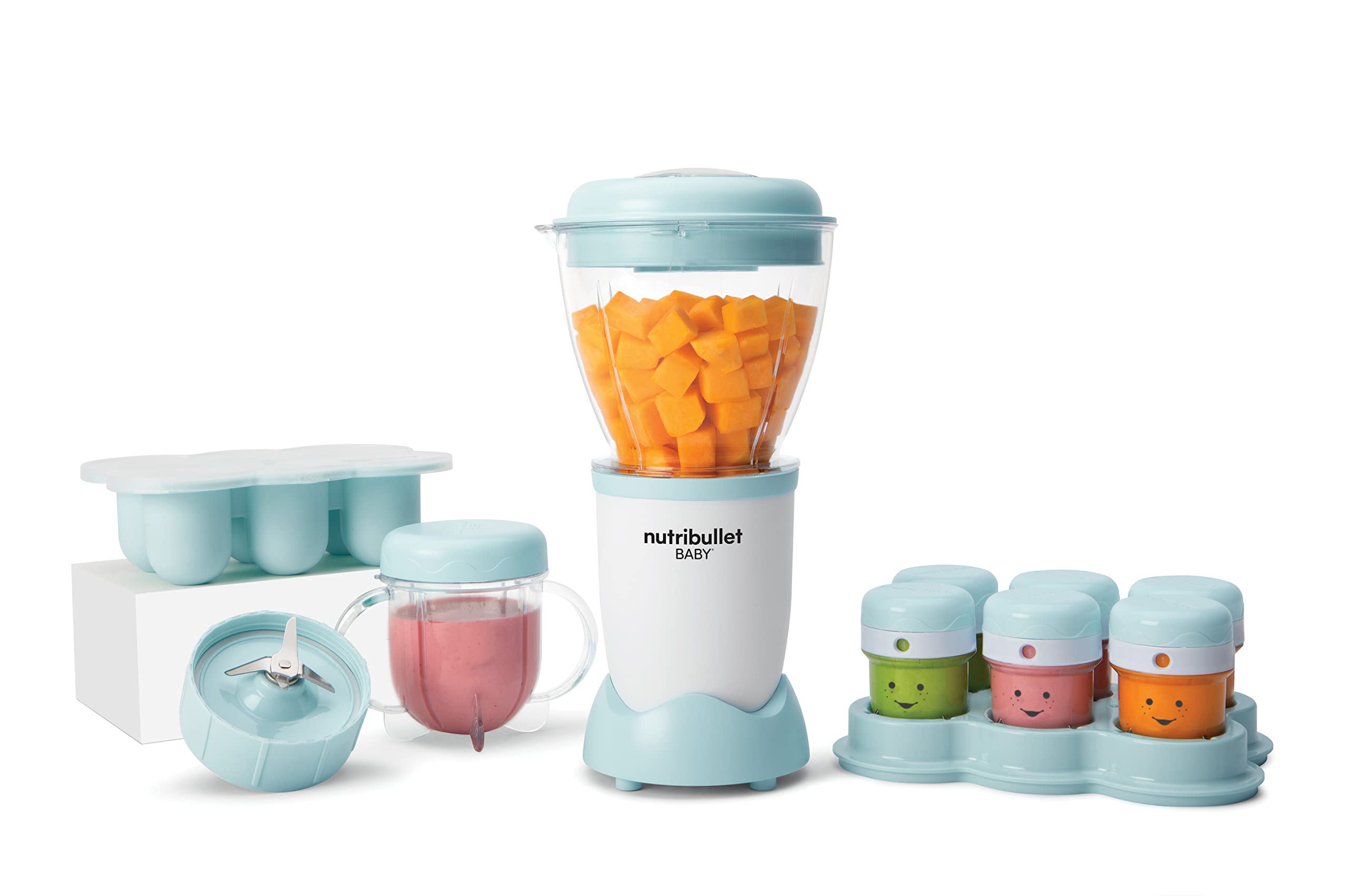Nutribullet Baby Blender Electric - 250W BPA-Free Baby Food Maker with Small Containers, Model NBY100, White/Green - Perfect for Homemade Baby Purees & Toddler Meals